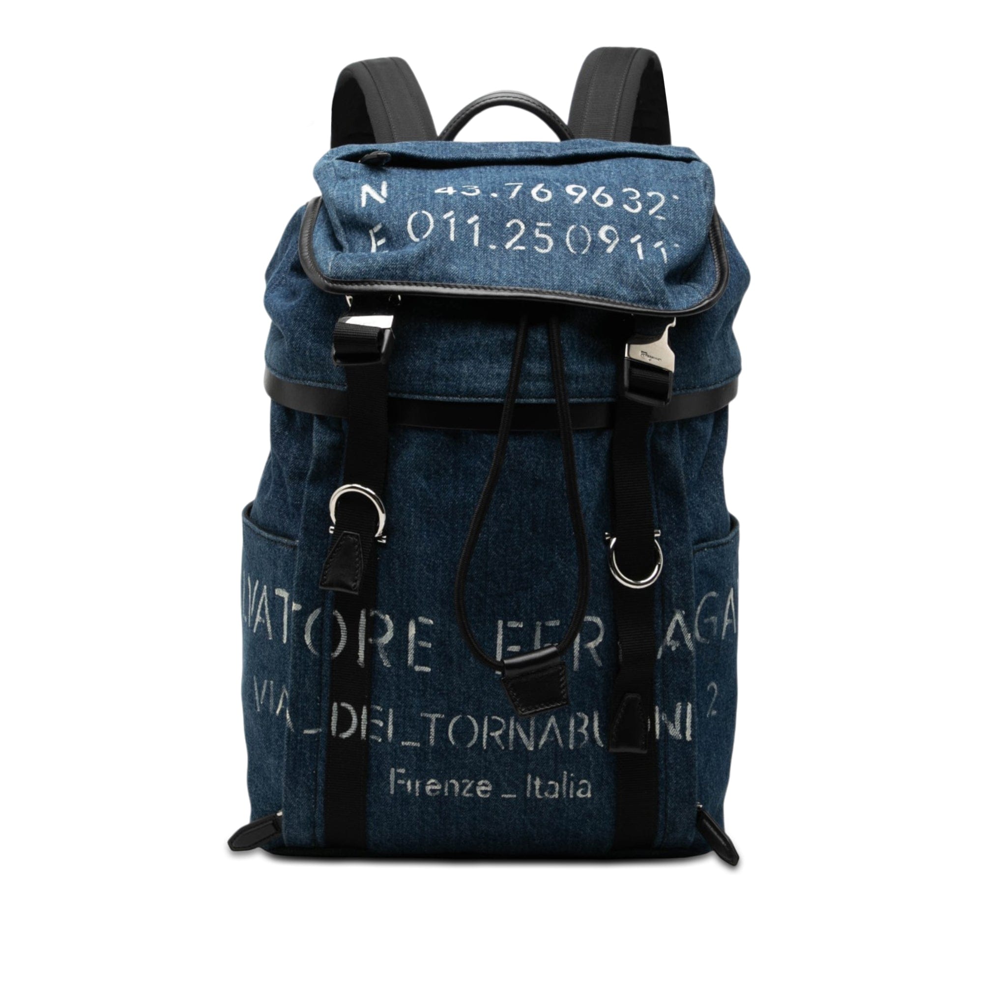 Ferragamo Printed Denim Backpack