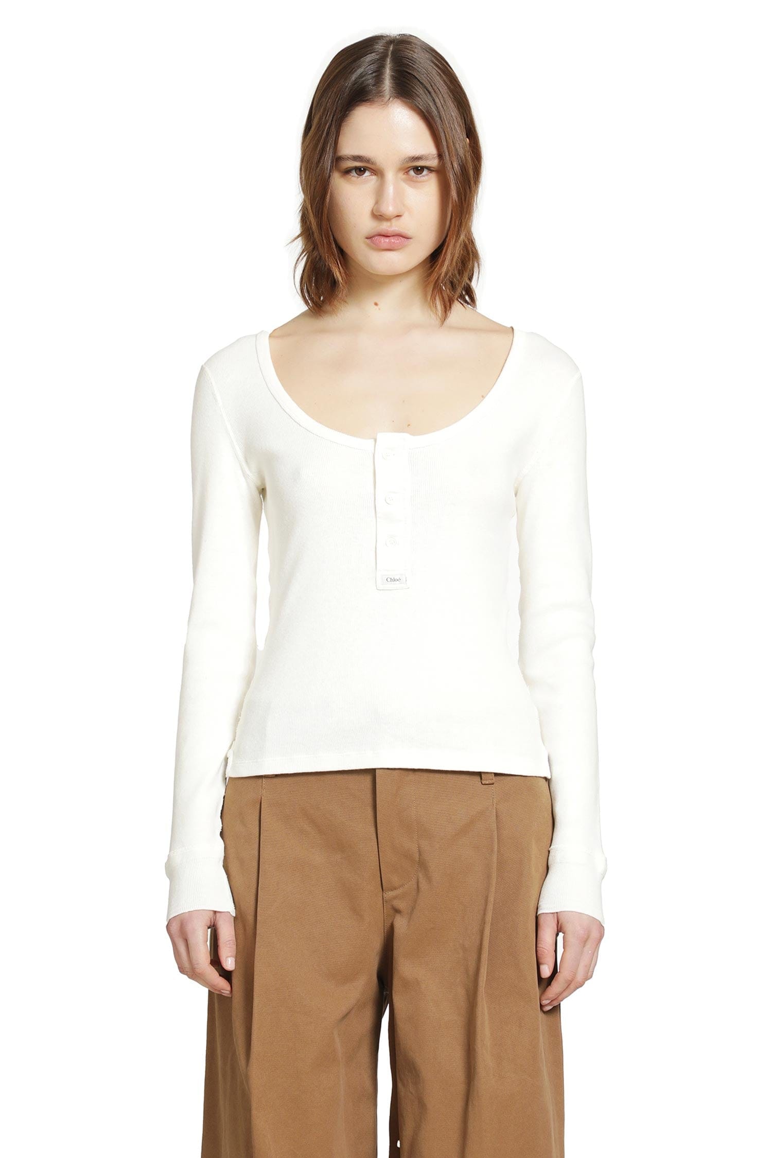 CHLOÉ Henley Long Sleeve Top