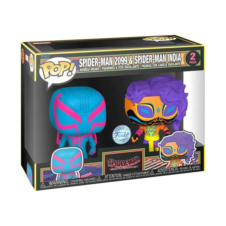 Funko Spider - Man: Across the Spider - Verse - Spider - Man 2099 & Spider - Man India US Exclusive Blacklight Pop! 2 - Pack [RS]