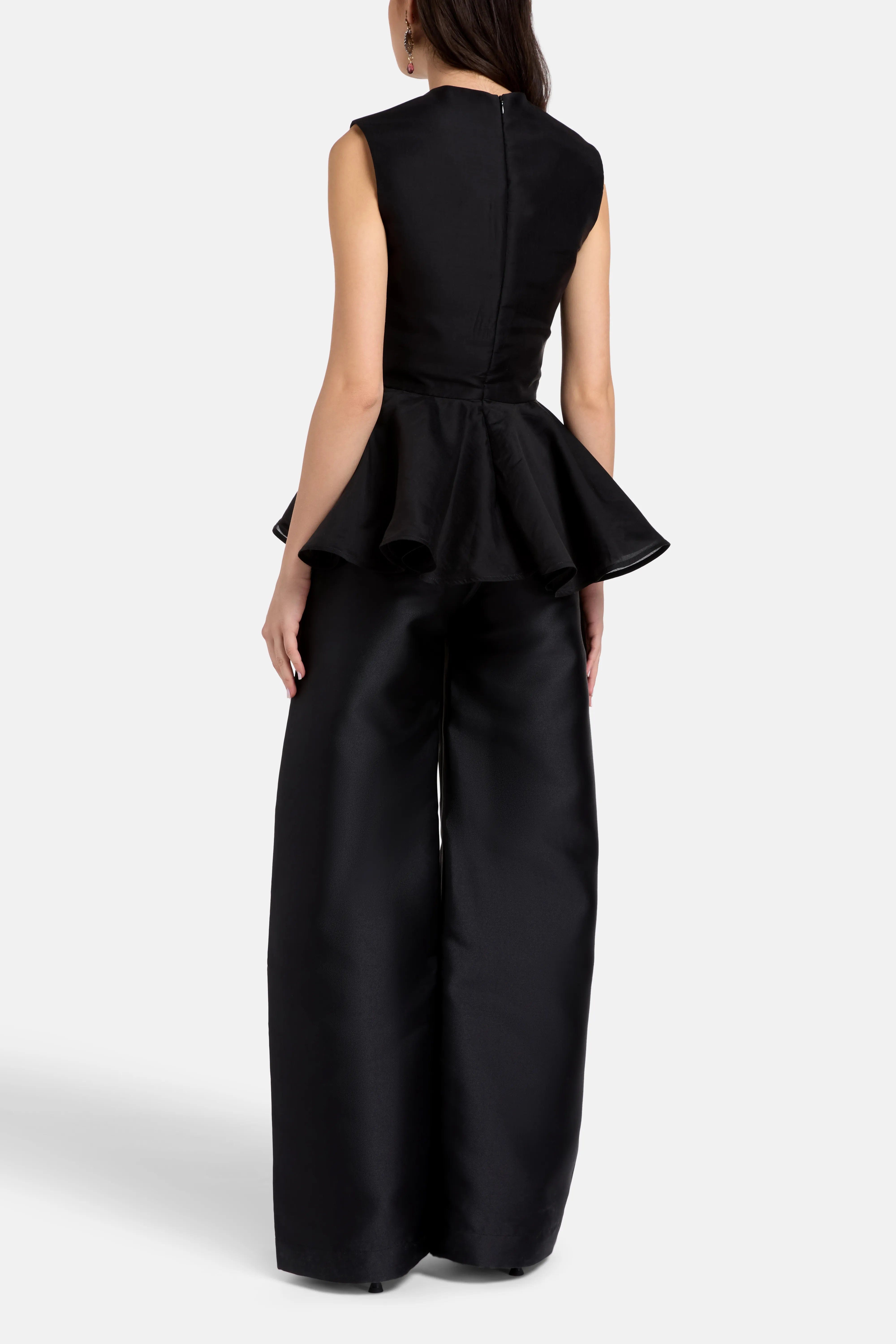 Marques Almeida Floral Embellished Satin and Chiffon Sleeveless Top in Black