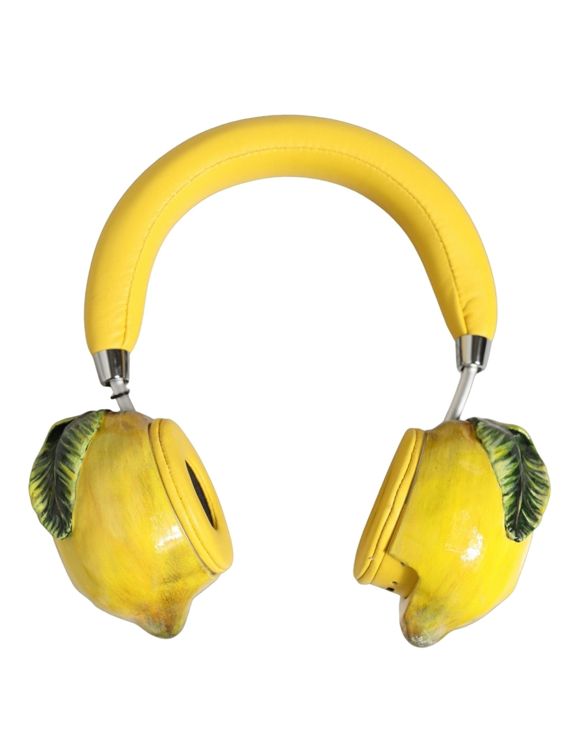 Dolce & Gabbana Yellow Vibrant Lemon Leather Headset Women's Headphones
