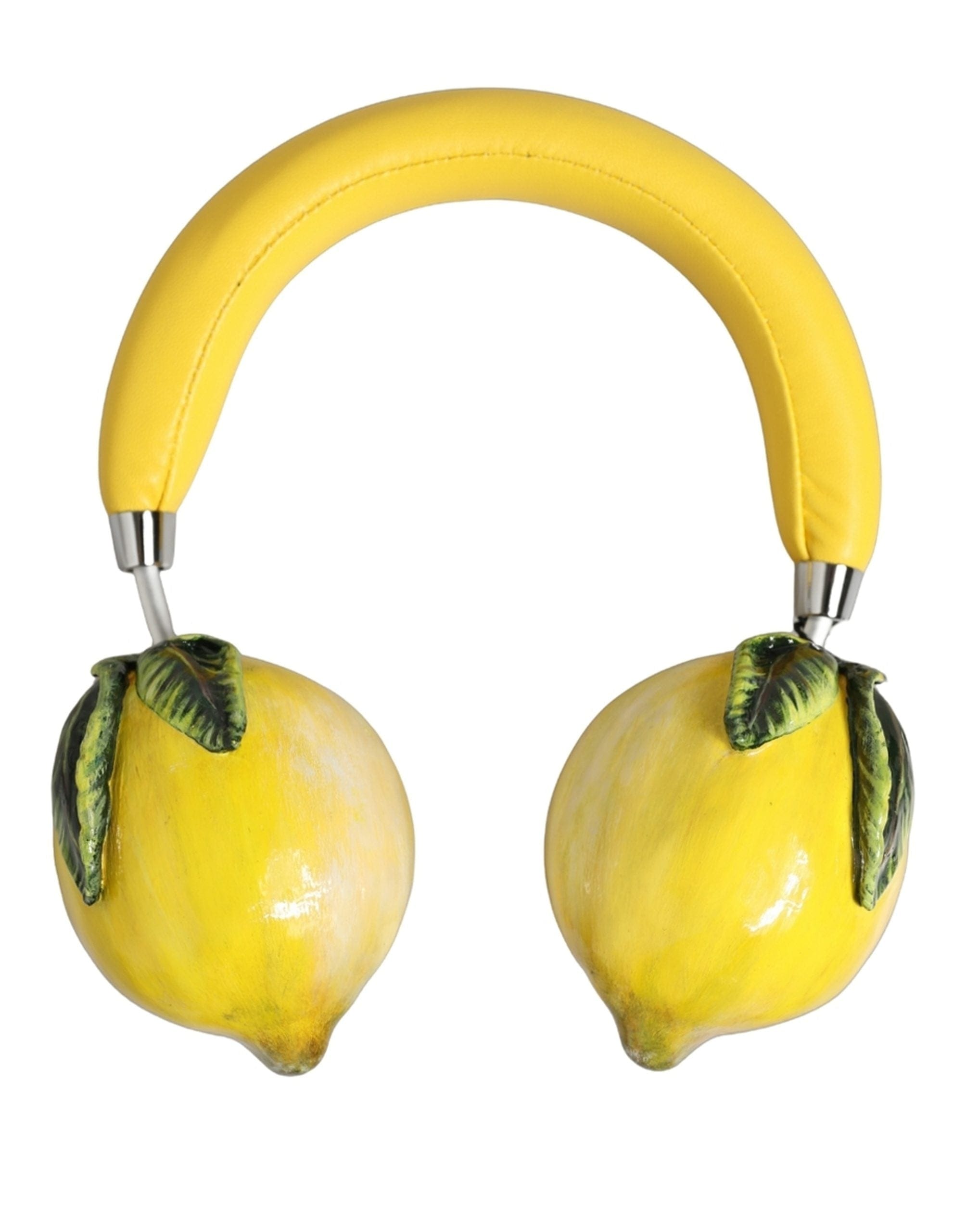 Dolce & Gabbana Yellow Vibrant Lemon Leather Headset Women's Headphones