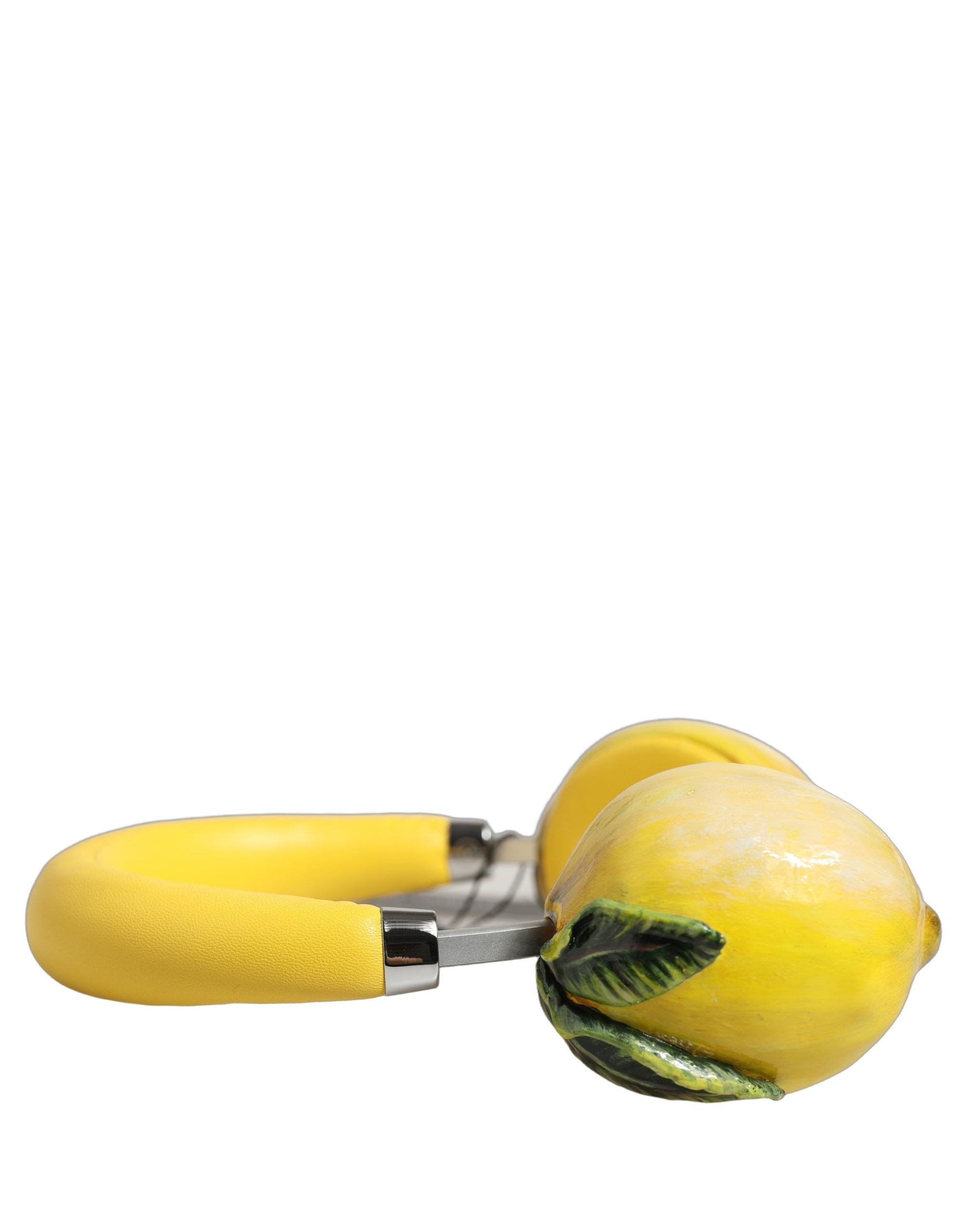 Dolce & Gabbana Yellow Vibrant Lemon Leather Headset Women's Headphones