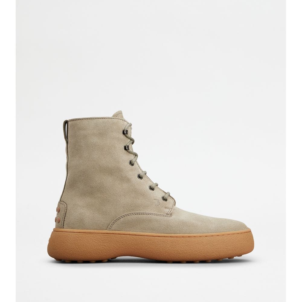 Tod's Tods W. G. Heritage Lace - Up Ankle Boots In Suede Beige Mens