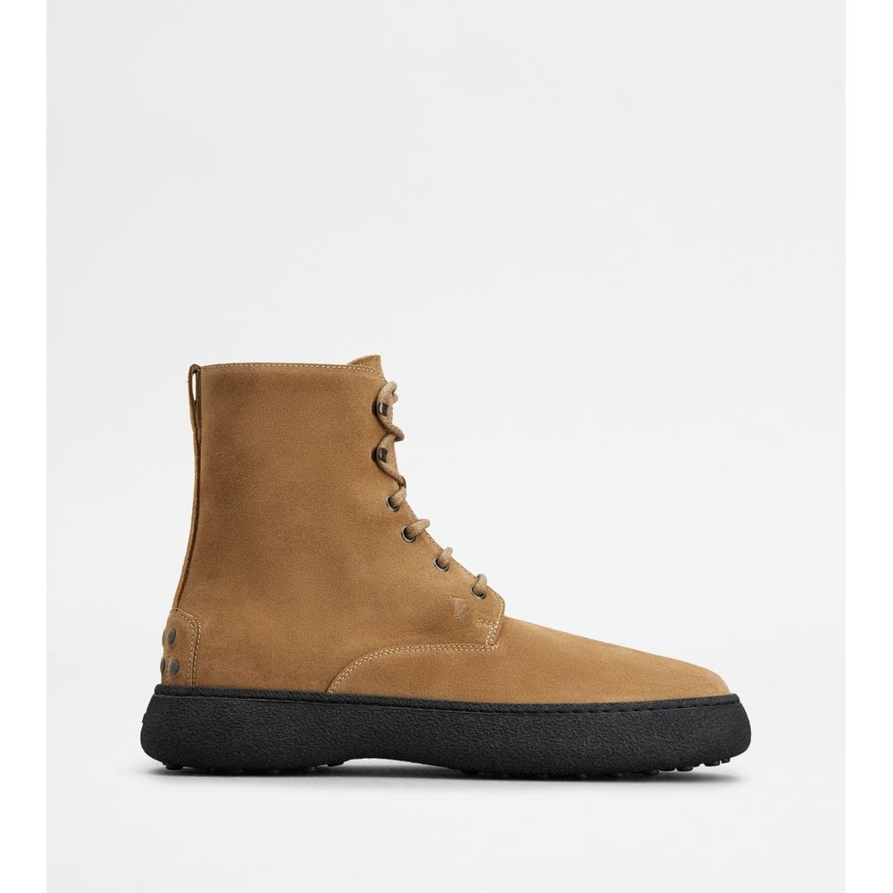 Tod's Tods W. G. Lace - Up Ankle Boots In Suede Brown Mens