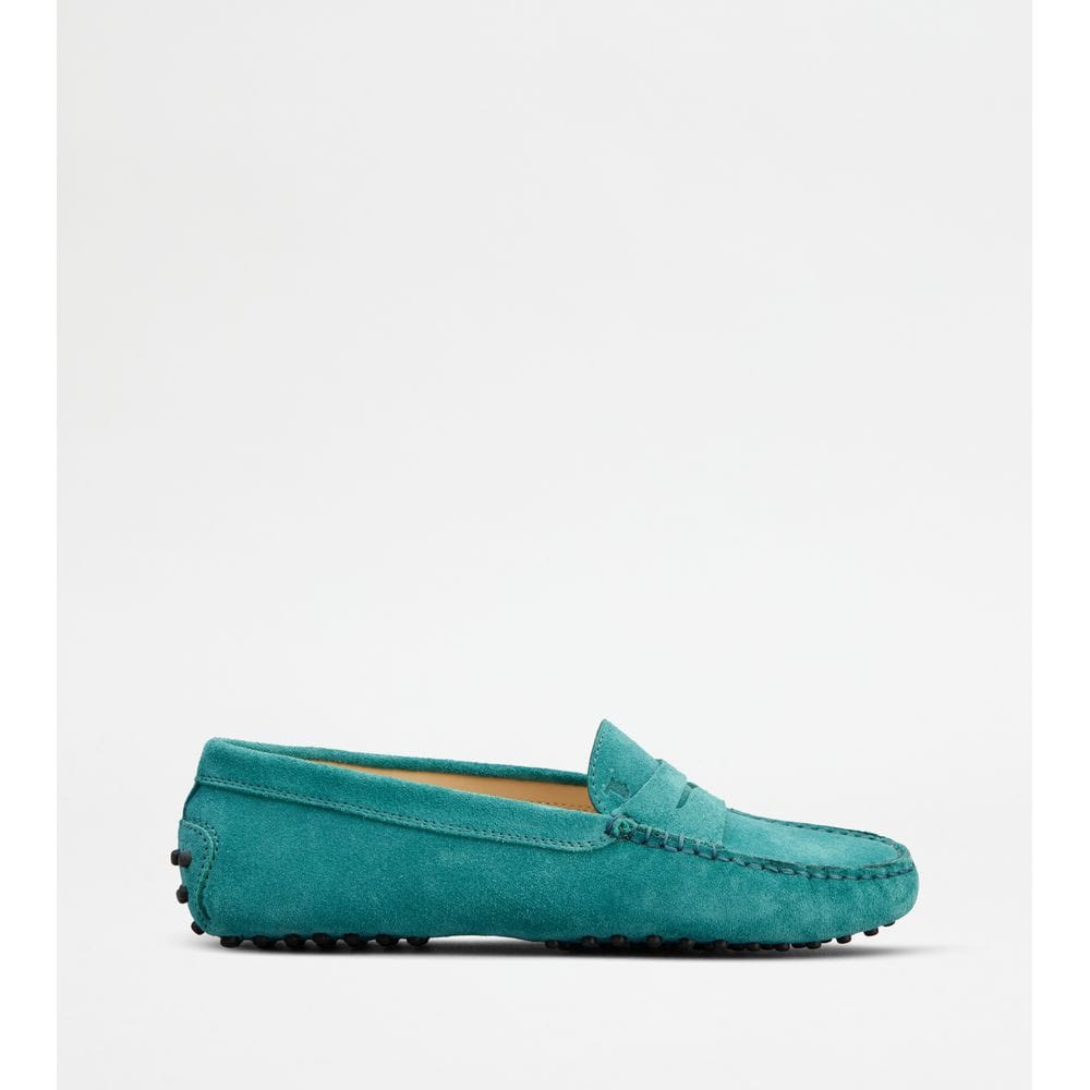 Tod's Tods Gommino Loafers In Suede Green Womens