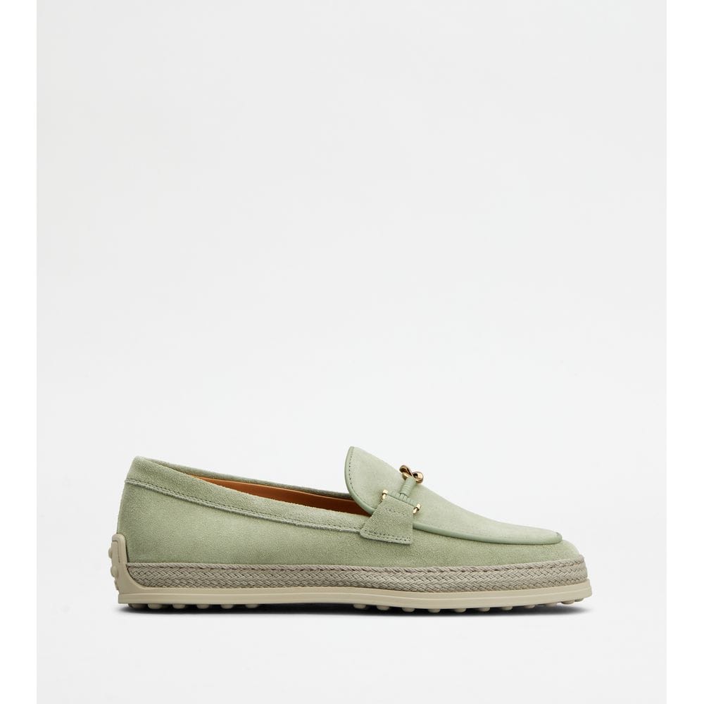 Tod's Tods Loafers In Suede Green Womens