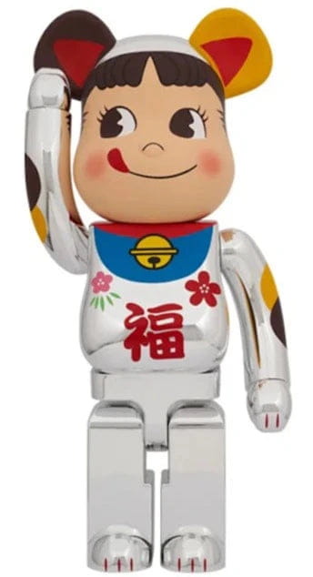 Medicom TOY BE@RBRICK Manekineko Peko Chan Good Luck Silver Plated 1000%