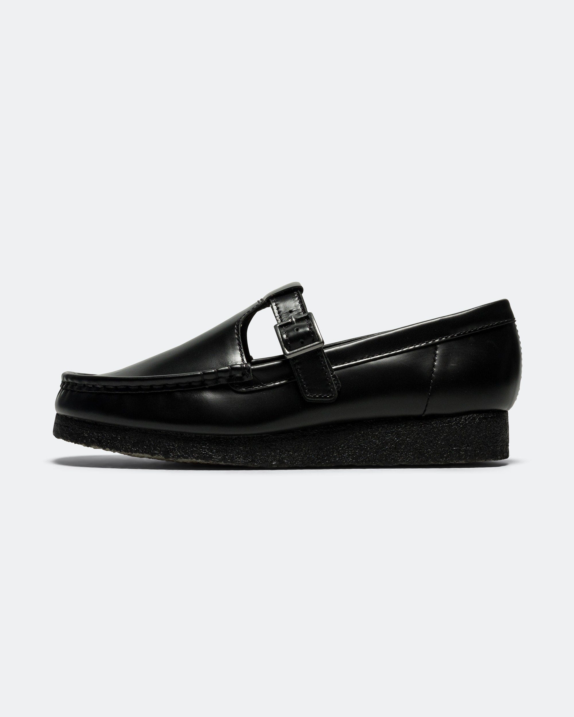 Clarks Womens Wallabee T Bar - Black Leather