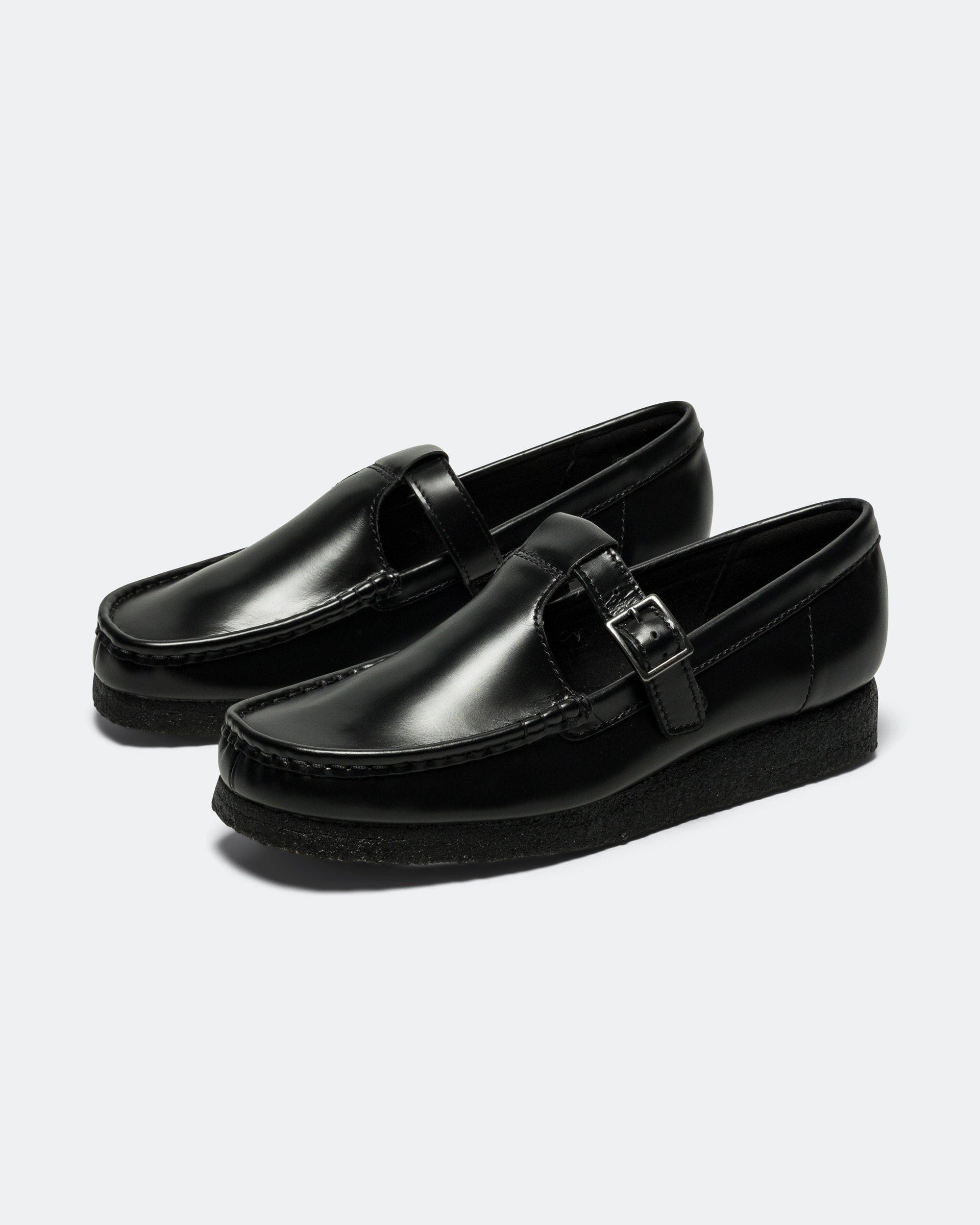 Clarks Womens Wallabee T Bar - Black Leather