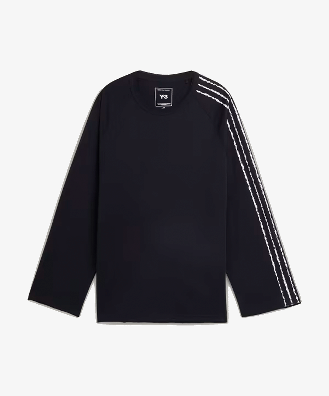 Y - 3 | RAW EDGE 3 - STRIPES Long Sleeve T-Shirt { BLACK