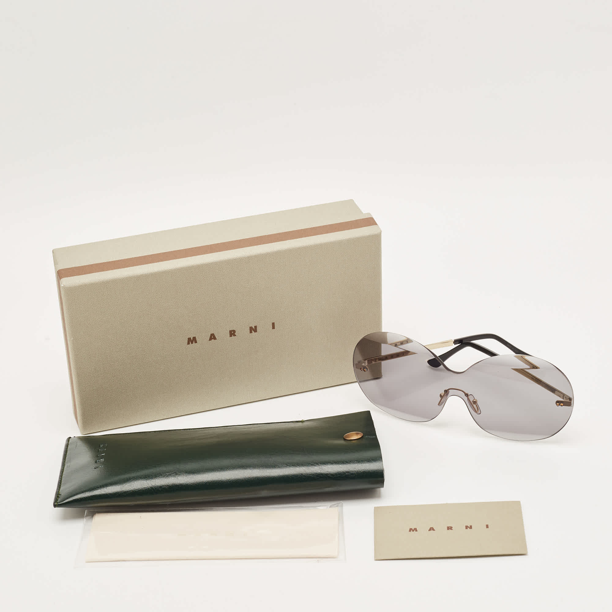 Marni Grey/gold Tone Me104S Rimless Round Sunglasses