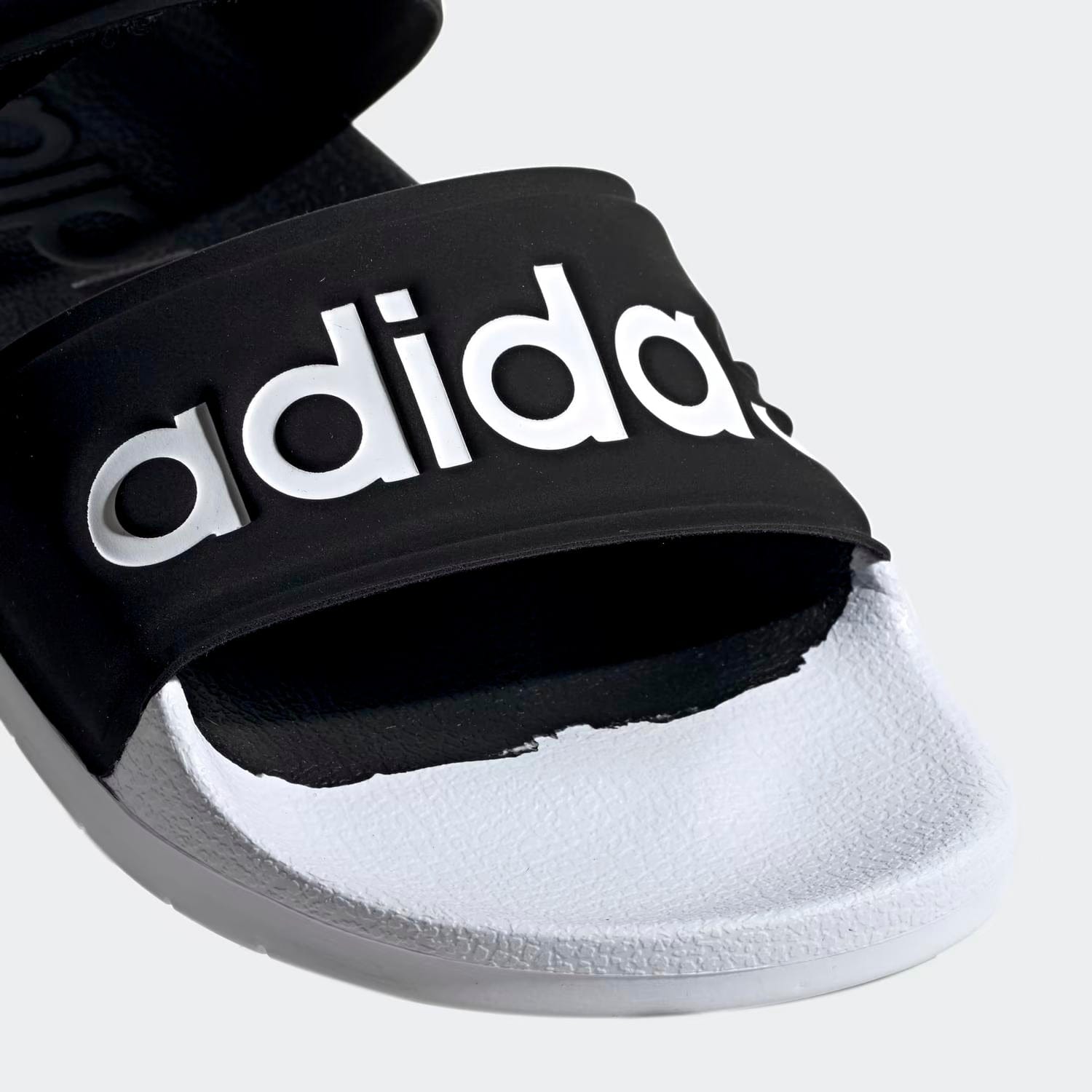 WHITE* Unisex Adlette Velcro Sandals In Core Black / Cloud White / Core Black