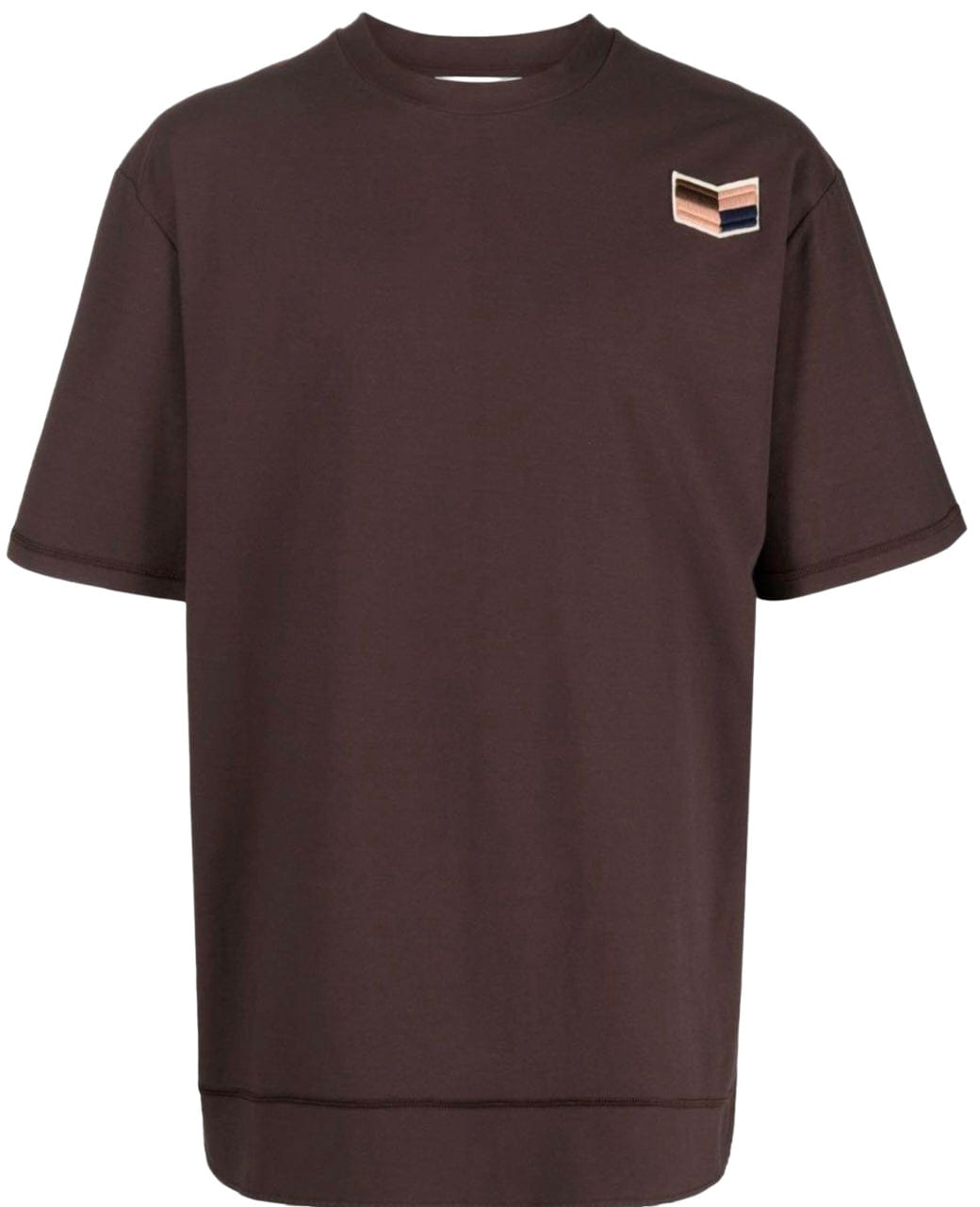 Jil Sander Logo Patch Crewneck T - Shirt Brown