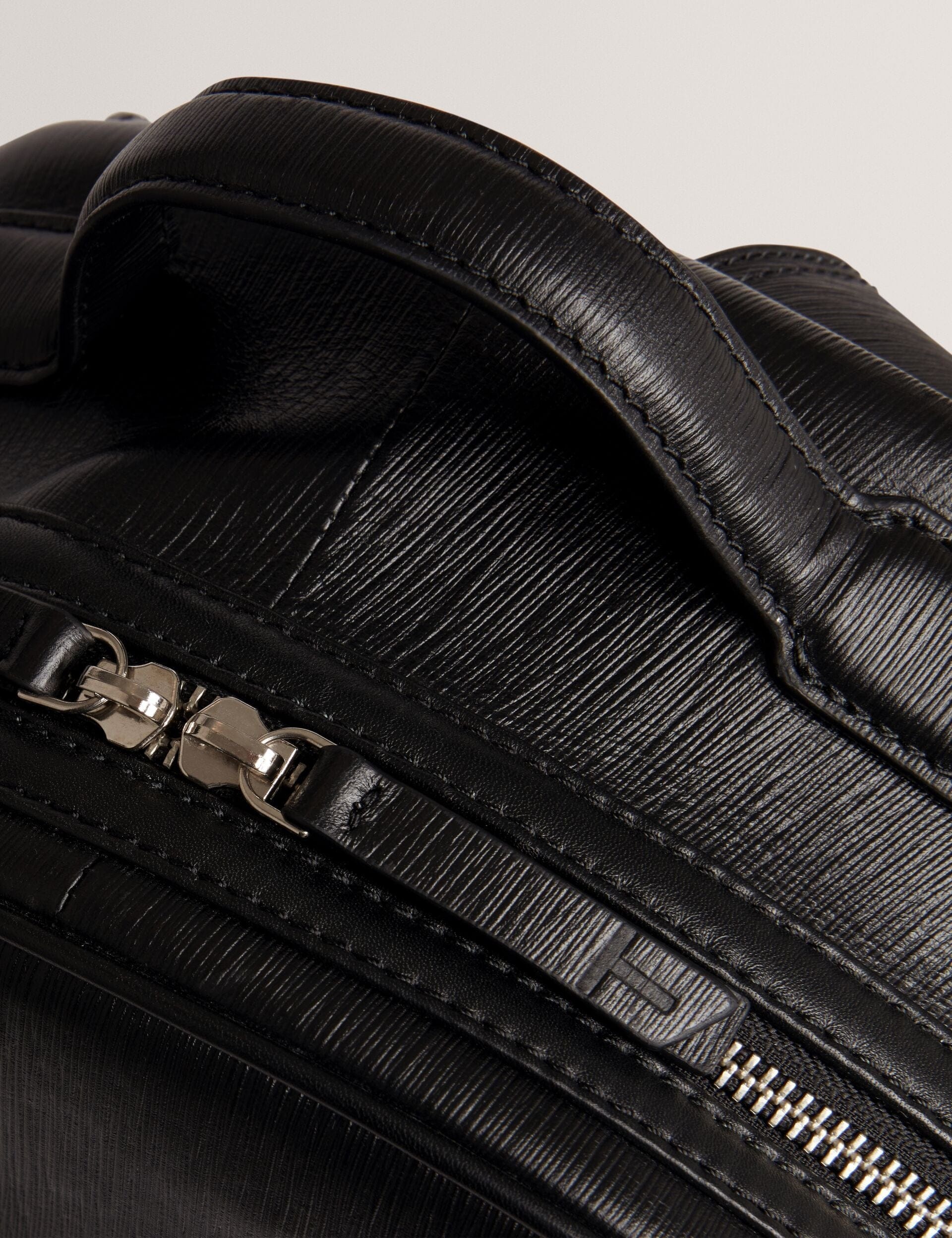 Ted Baker Bailor Bark Grained Leather Large Backpack Black