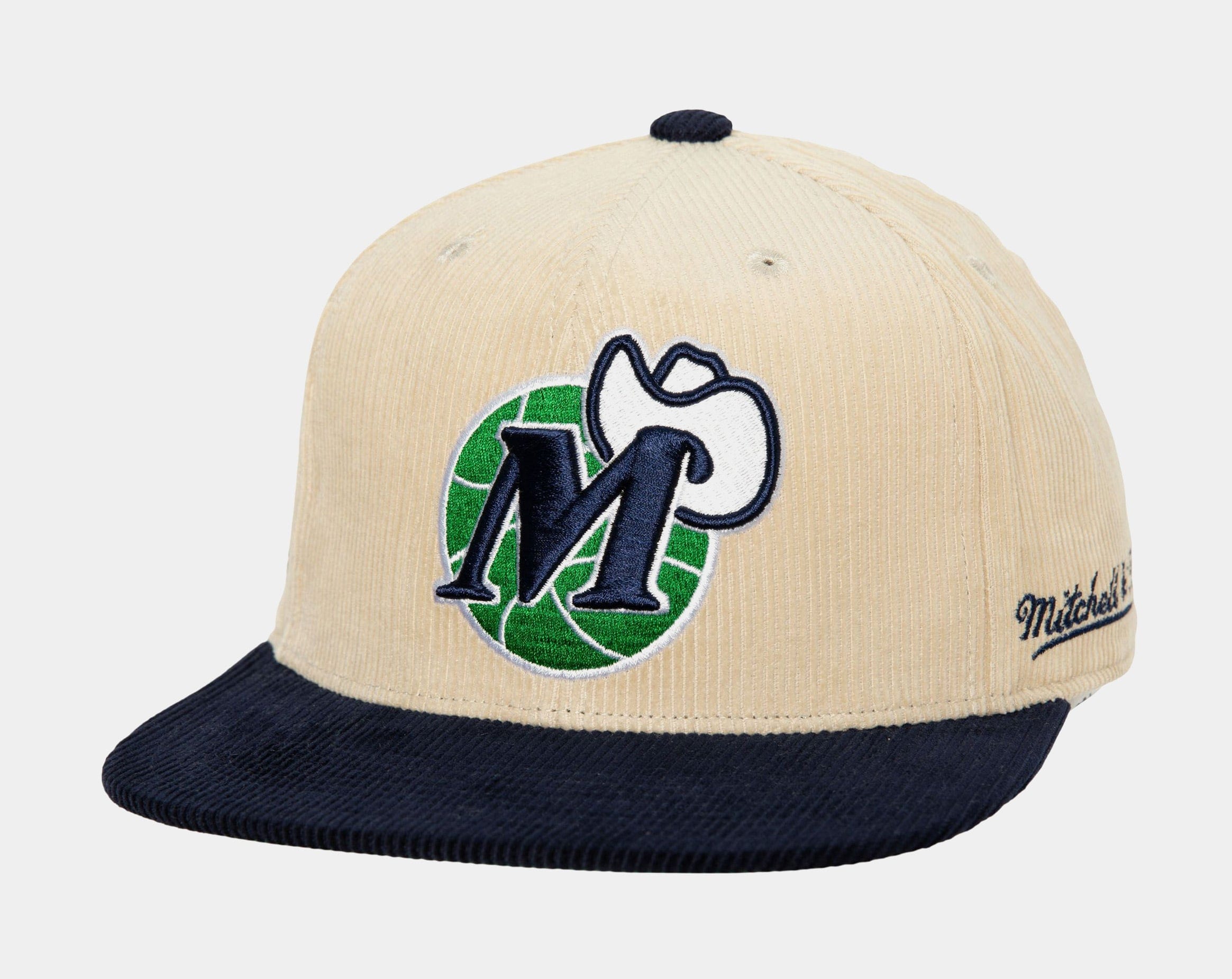 Mitchell & NESS Dallas Mavericks 2 Tone Team Cord Fitted Mens Hat (Beige/Green)