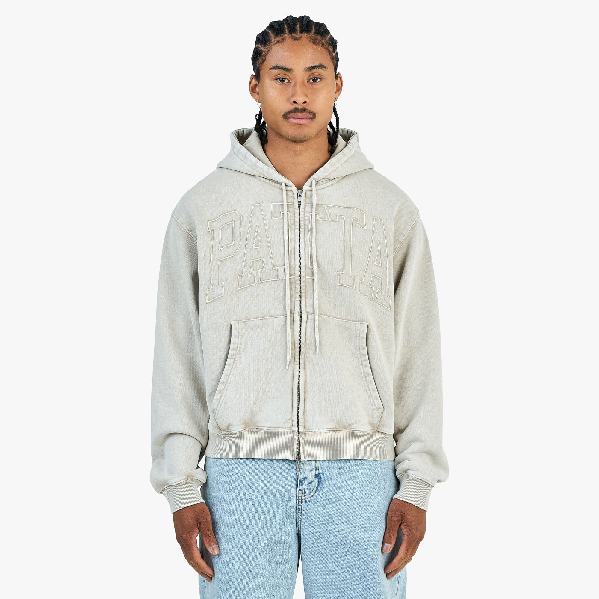 Patta Loopback Logo Zip Hoodie / Irish Cream
