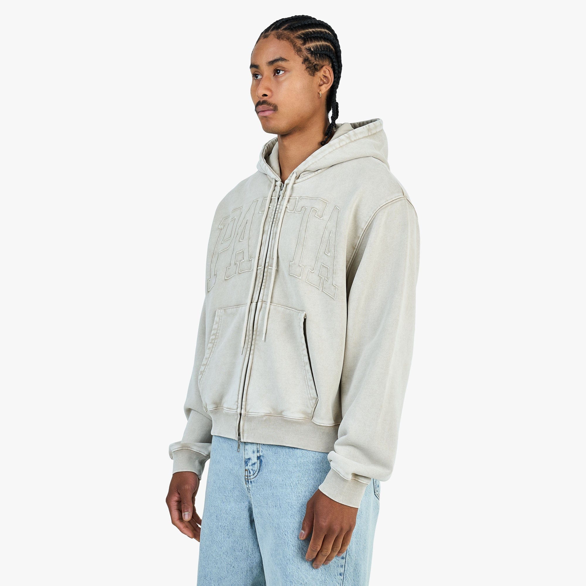Patta Loopback Logo Zip Hoodie / Irish Cream