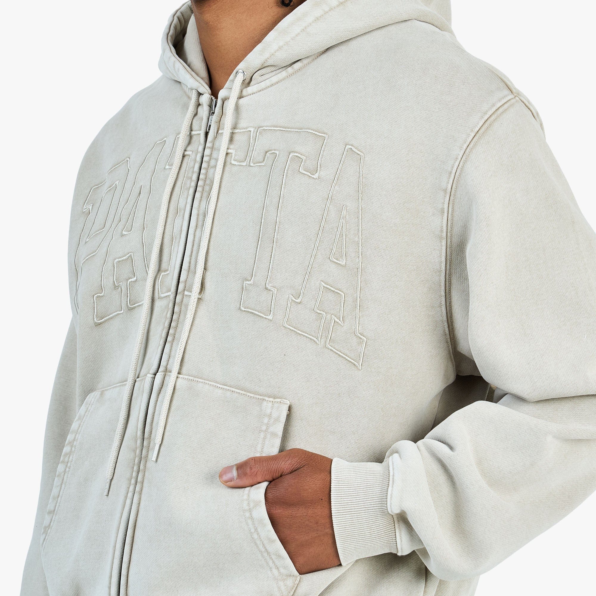 Patta Loopback Logo Zip Hoodie / Irish Cream