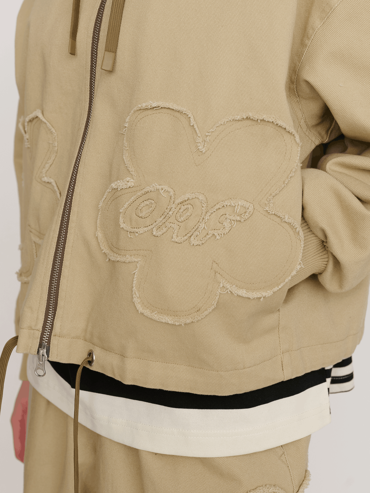 Flower Big Flower Twill Zip Up Jacket