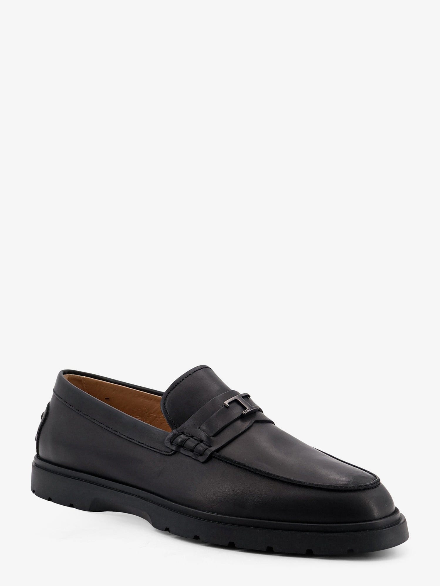 TOD'S Leather loafers with metal logo