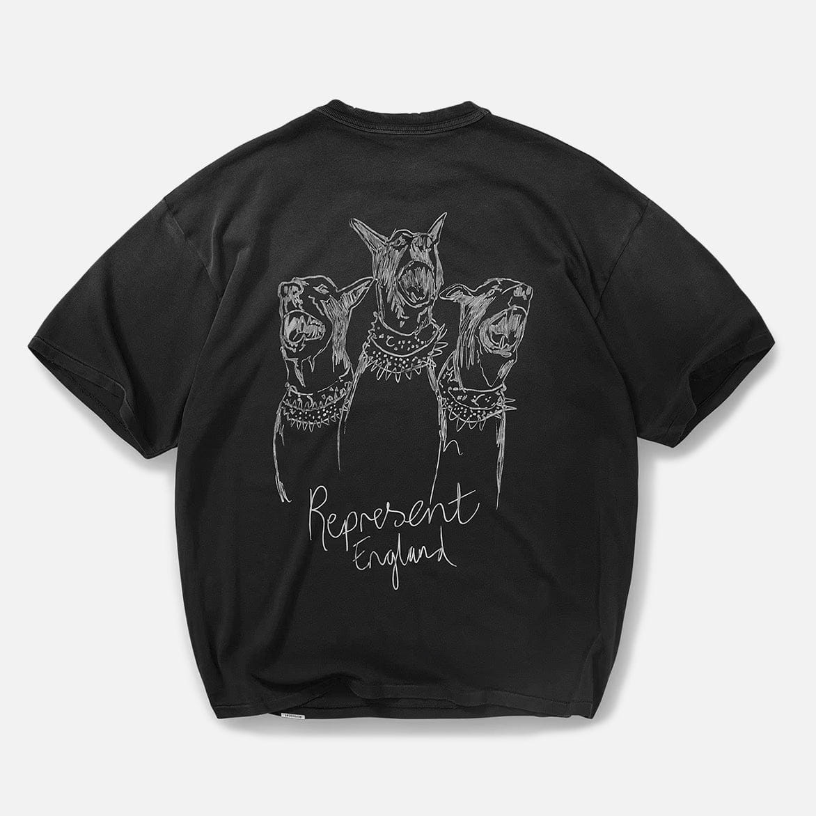 Represent HAND DRAWN THOROUGHBRED DOGS T - SHIRT - AGED BLACK