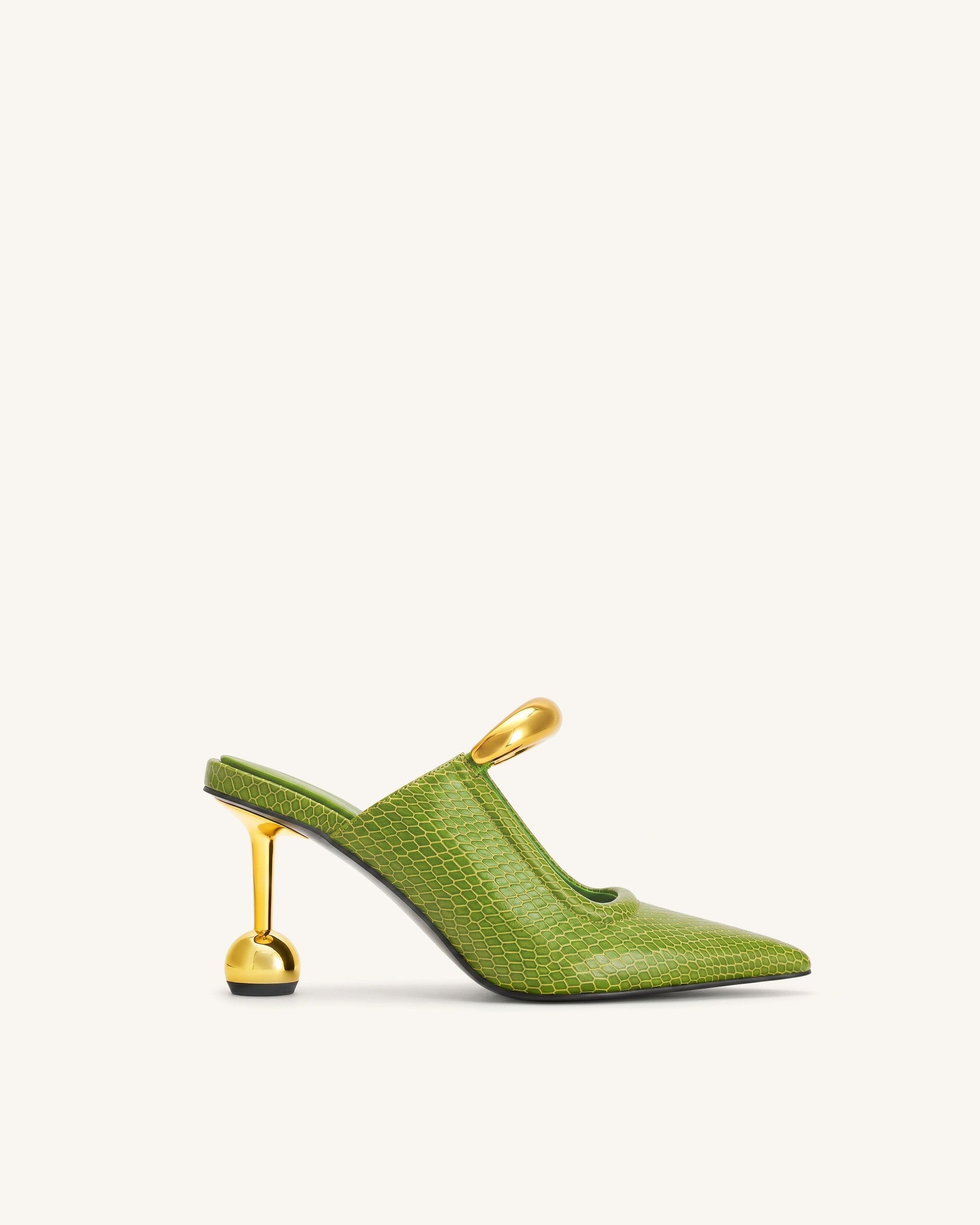 Jw Pei Sofia Metal Accent Sphere Heel Mules Green
