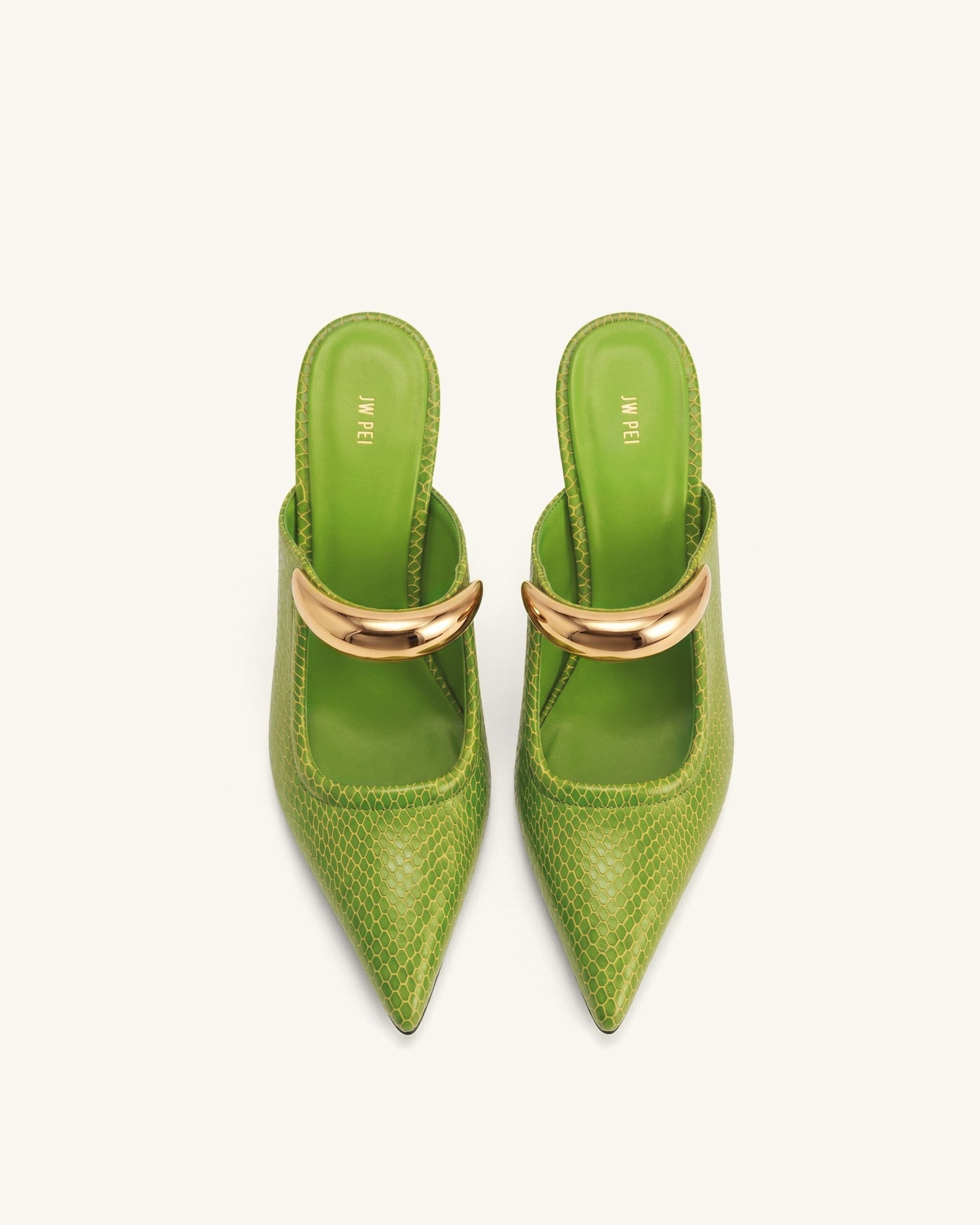 Jw Pei Sofia Metal Accent Sphere Heel Mules Green