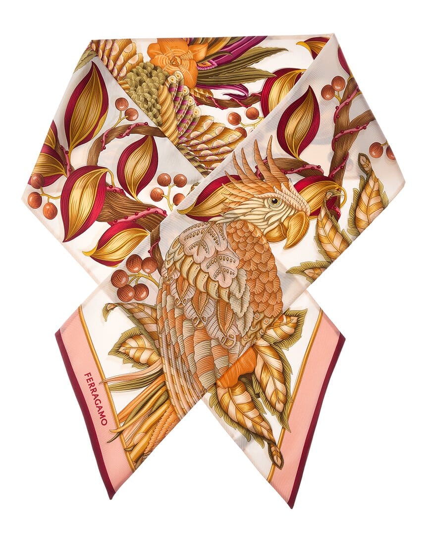 Ferragamo Parrot Print Silk Scarf