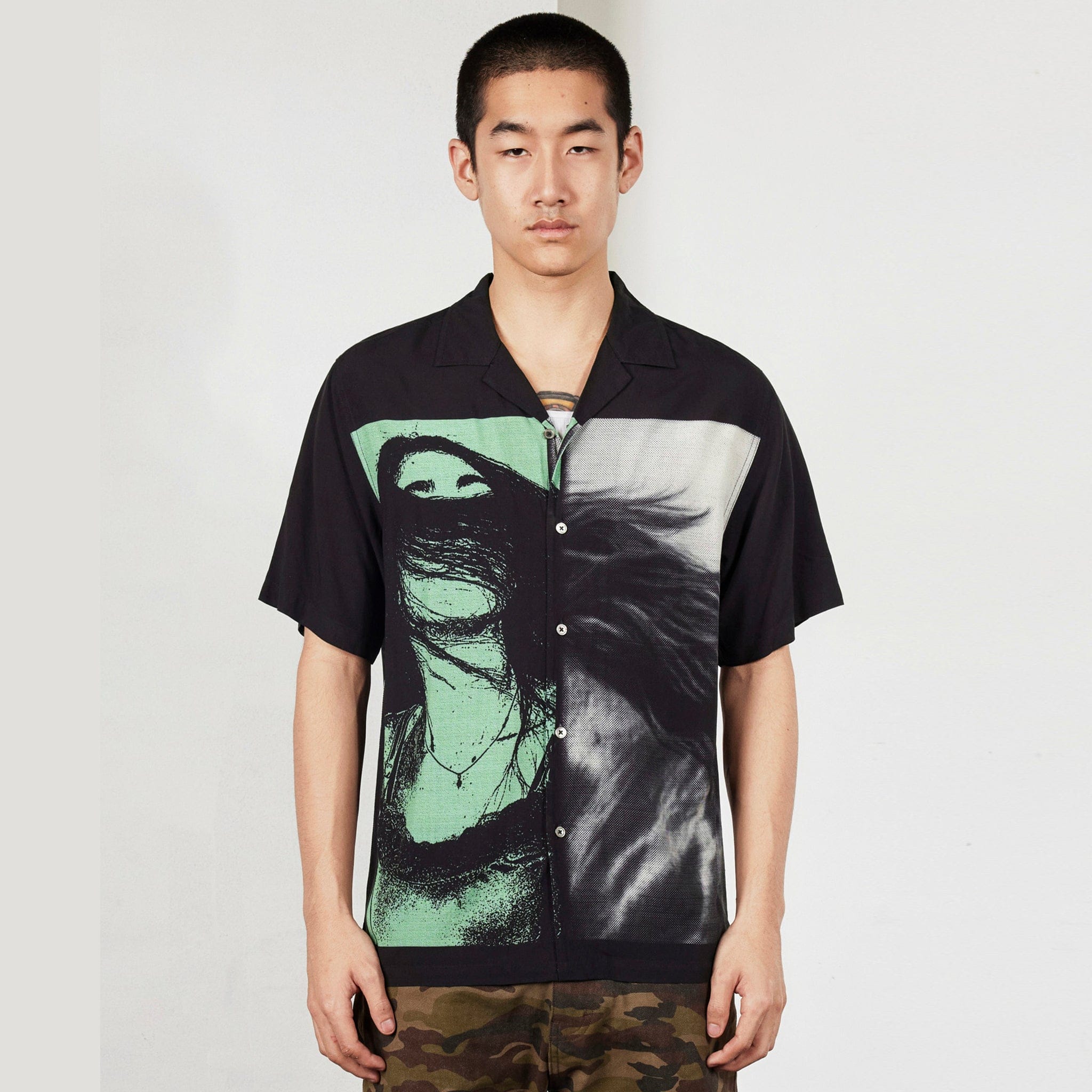 Pleasures HORSE HAIR BUTTON UP (BLACK)