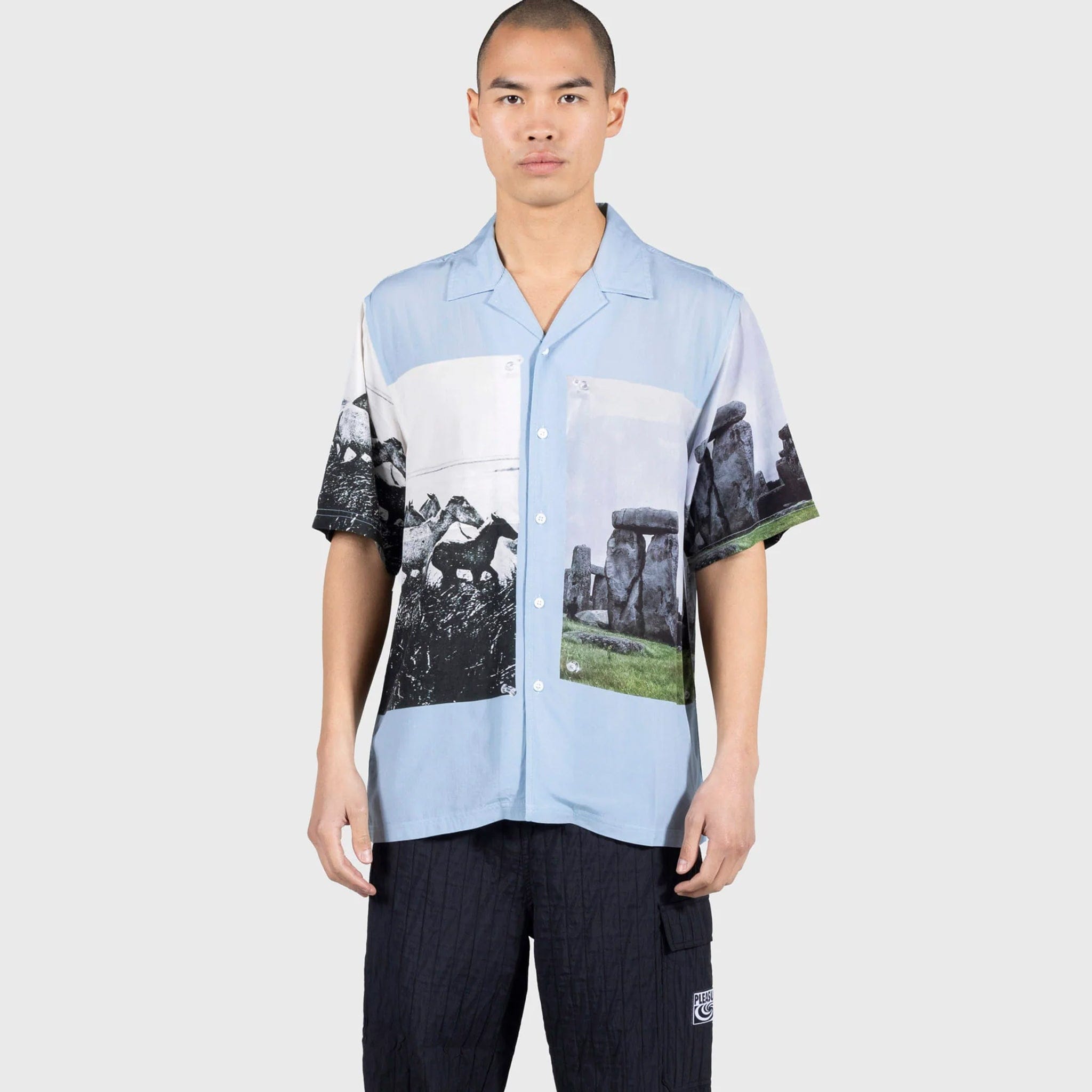 Pleasures STONE HORSE BUTTON DOWN (POWDER BLUE)