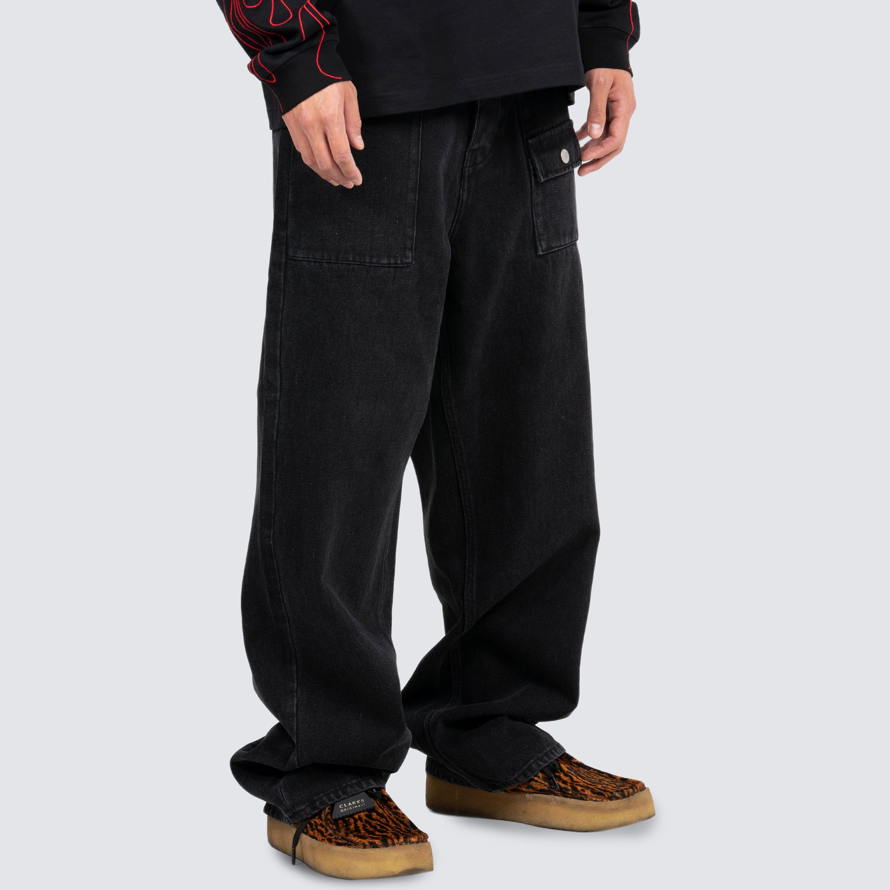Pleasures GRIND BAGGY JEANS (BLACK)