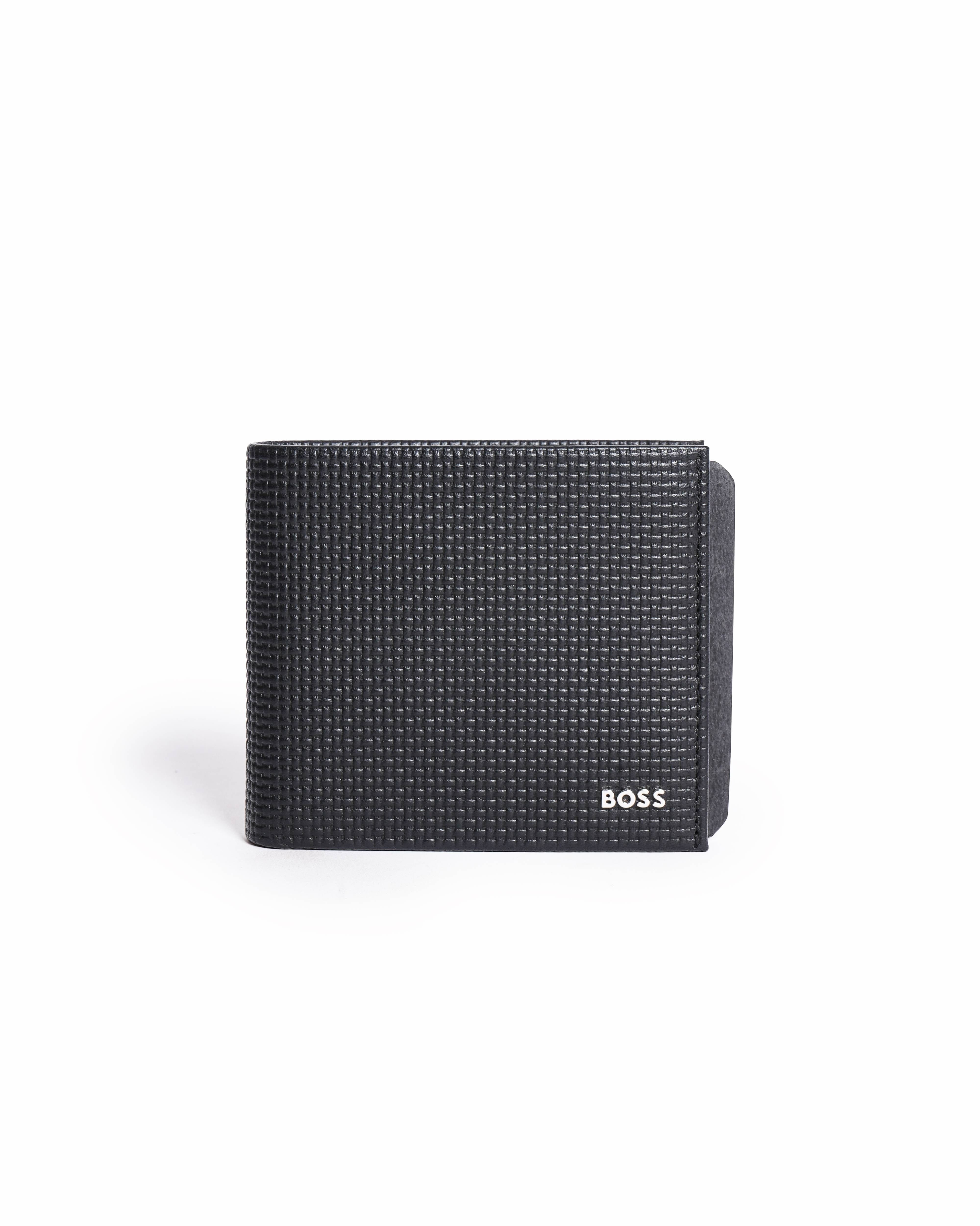 Hugo Boss Boss men's black textured leather bi - fold wallet