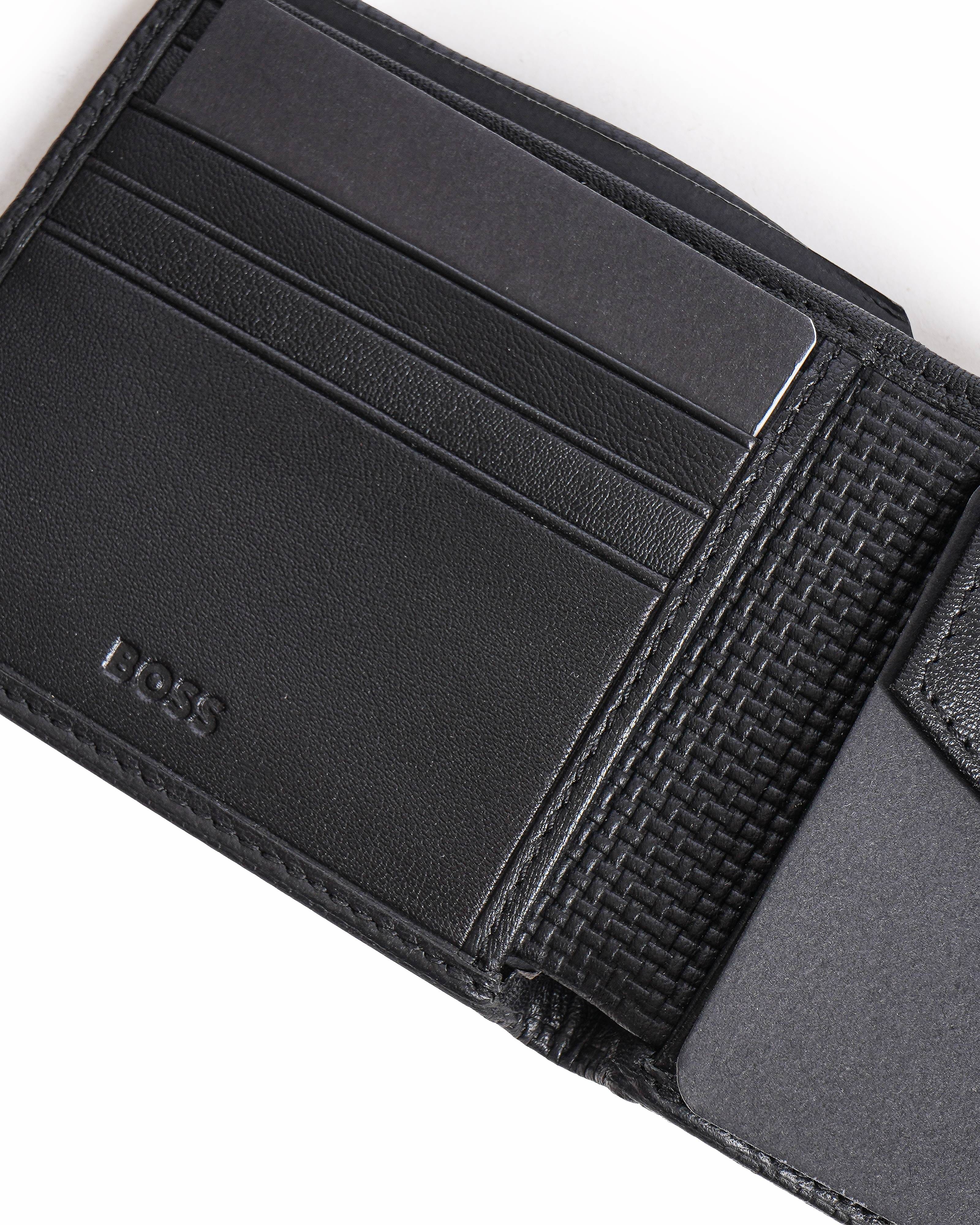 Hugo Boss Boss men's black textured leather bi - fold wallet