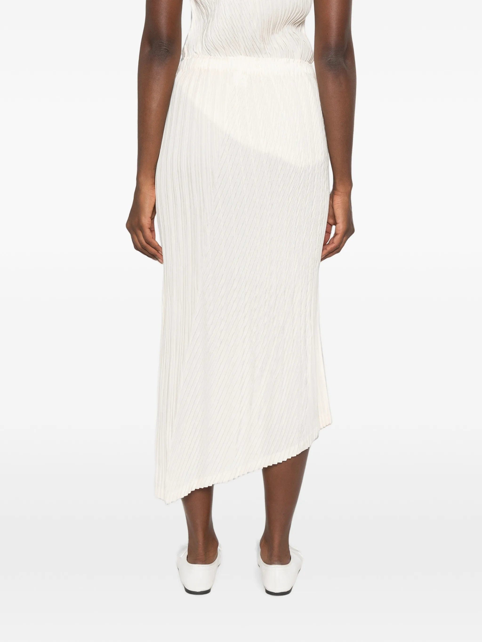 Issey Miyake Unfurling pleats asymmetric midi skirt