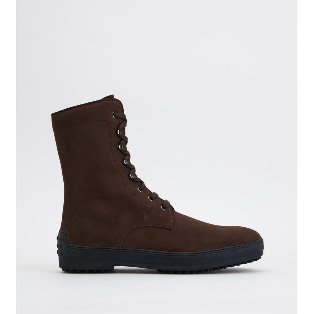 Tod's Tods Winter Gommino Ankle Boots In Suede Brown Mens