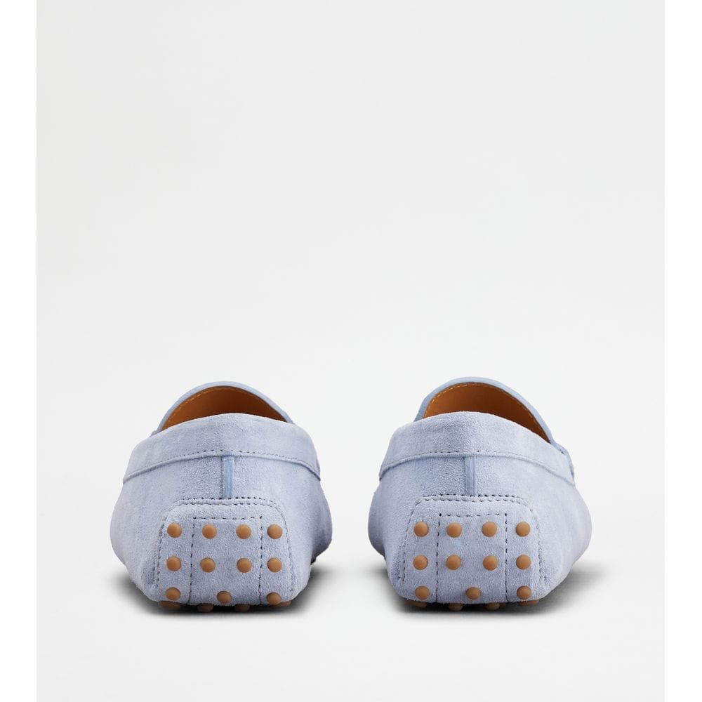 Tod's Tods Gommino Driving Shoes In Suede Light Blue Womens