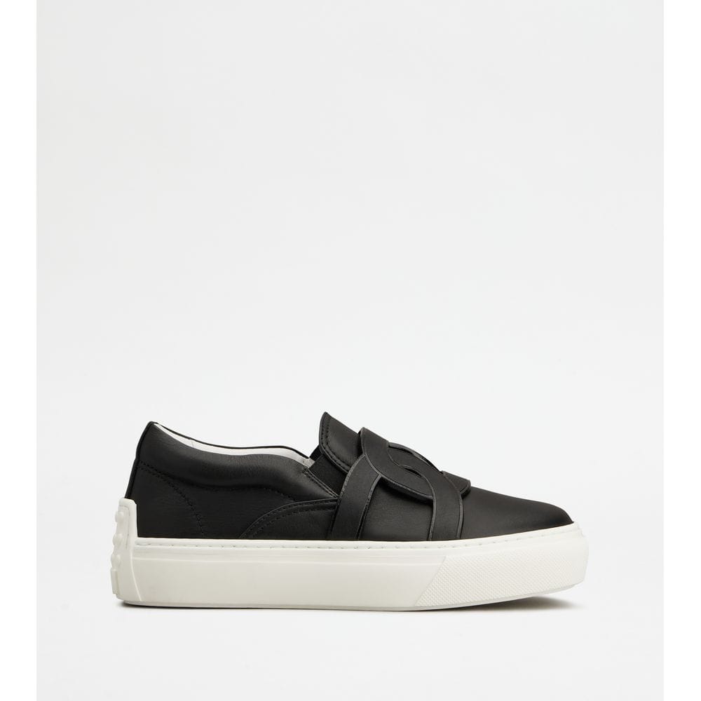 Tod's Tods Kate Slip - Ons In Leather Black Womens