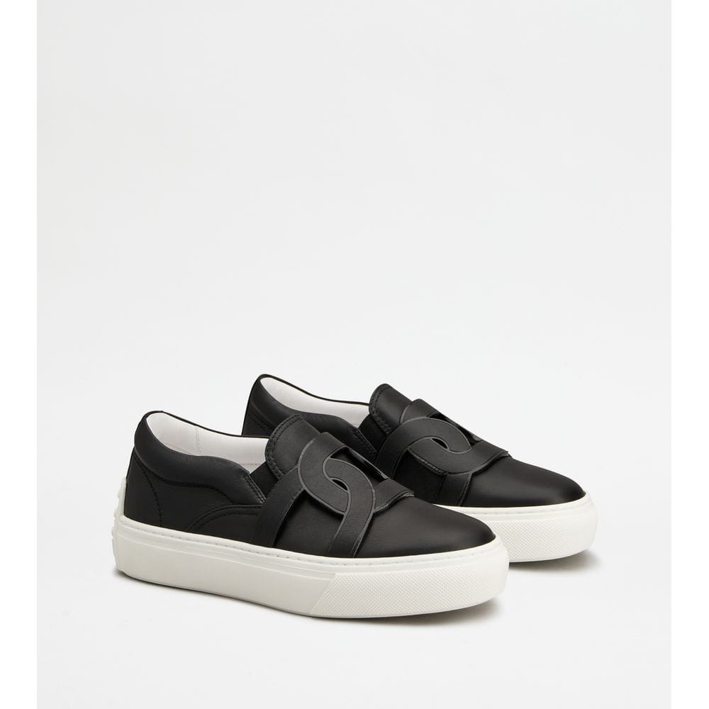 Tod's Tods Kate Slip - Ons In Leather Black Womens