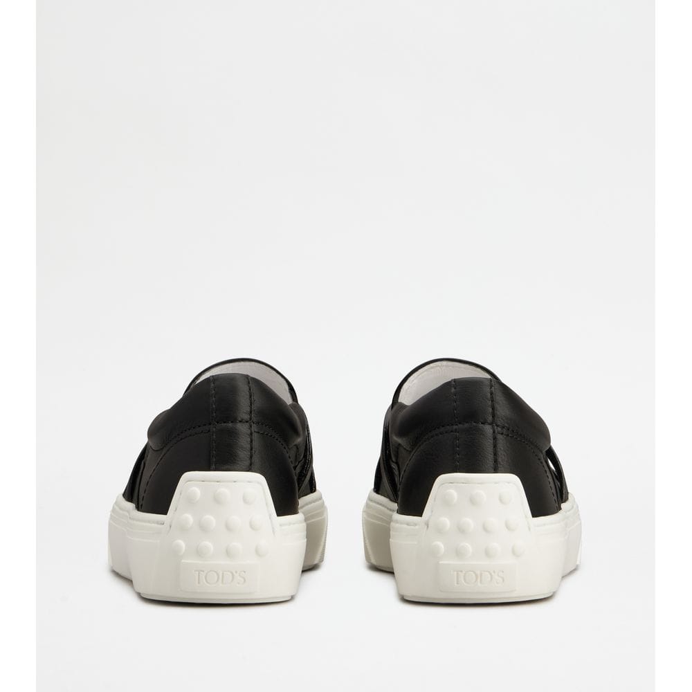 Tod's Tods Kate Slip - Ons In Leather Black Womens
