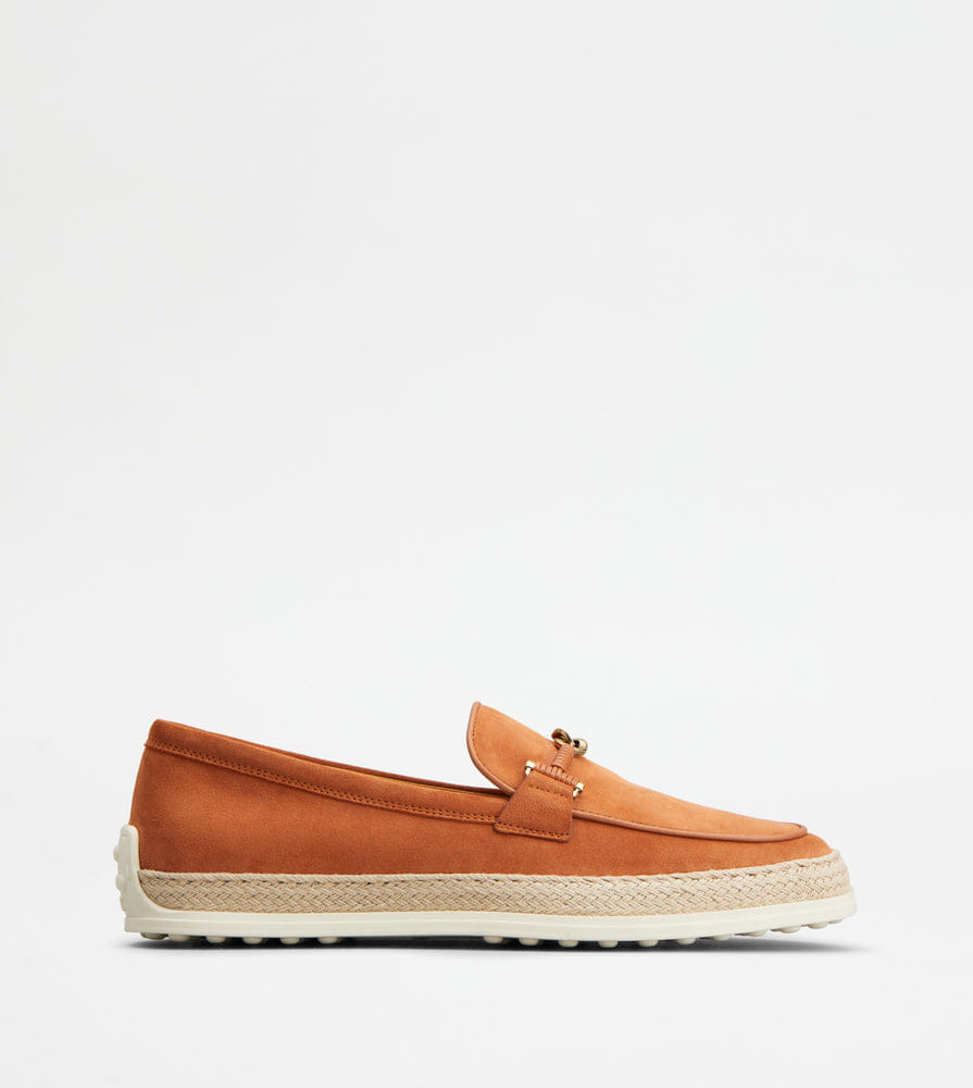 Tod's Tods Loafers In Suede Orange Womens