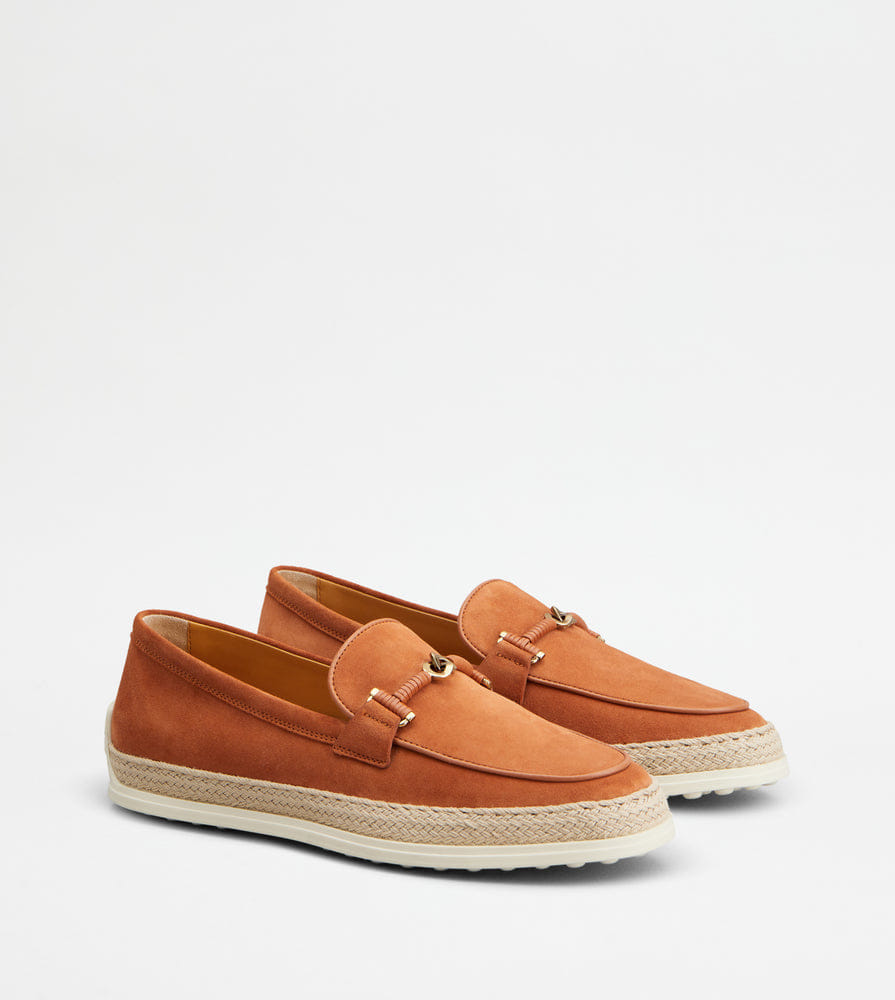 Tod's Tods Loafers In Suede Orange Womens
