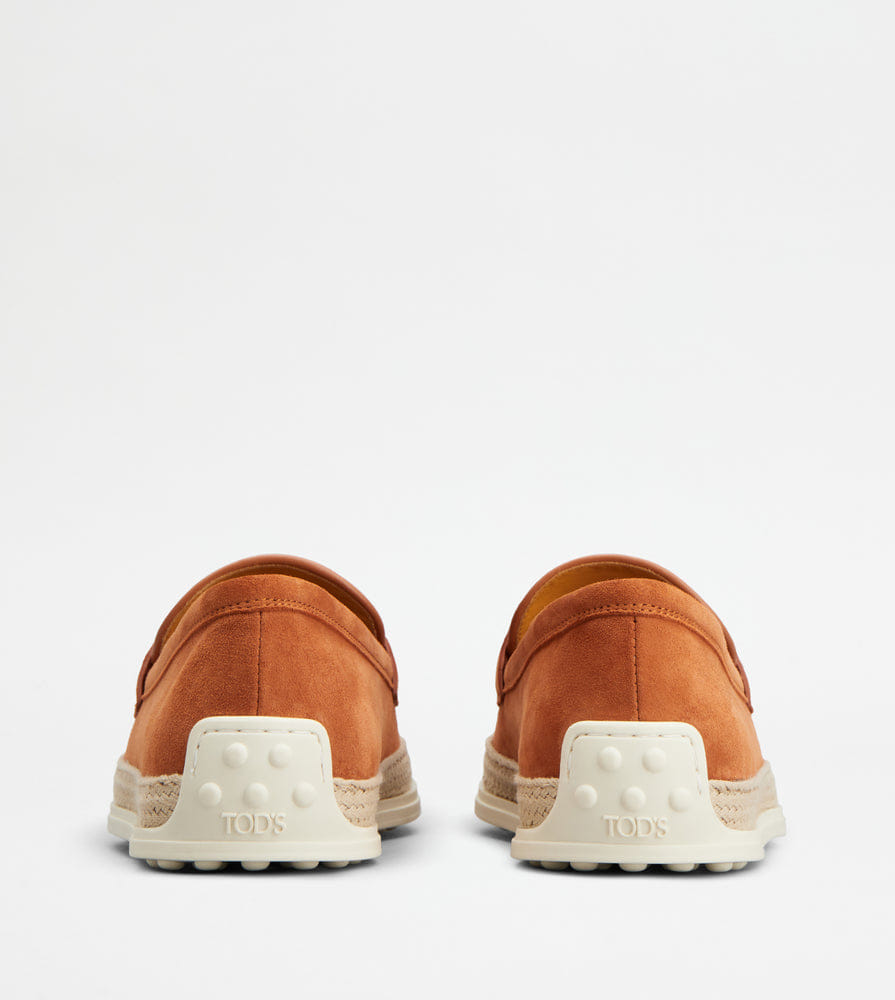 Tod's Tods Loafers In Suede Orange Womens