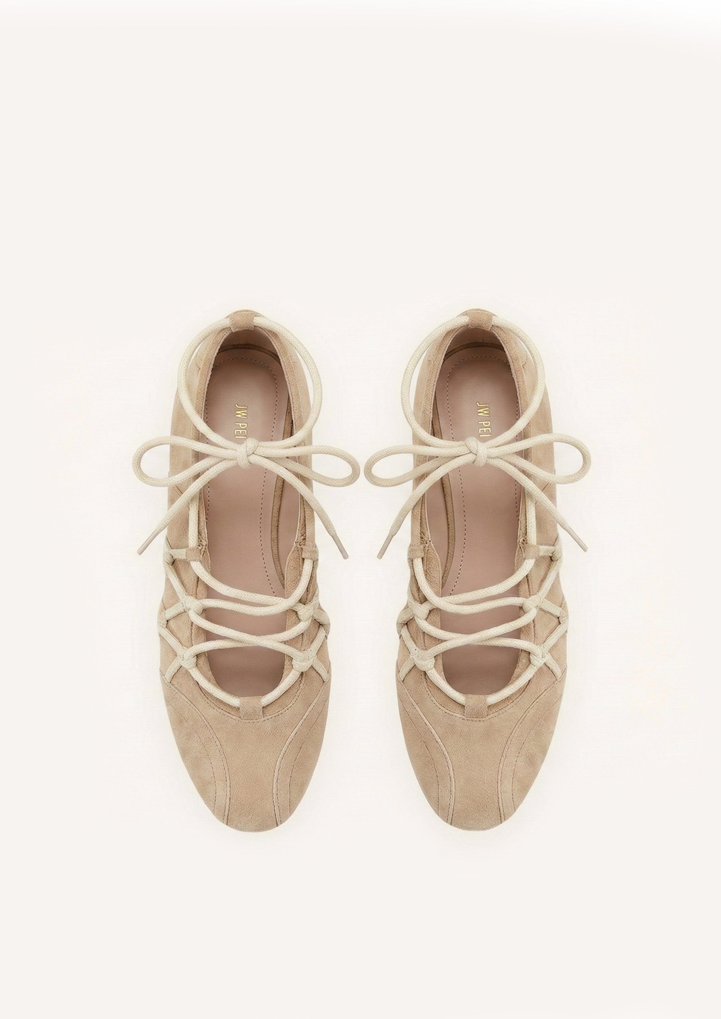 Jw Pei Iria Lace Up Ballet Flats Light Brown