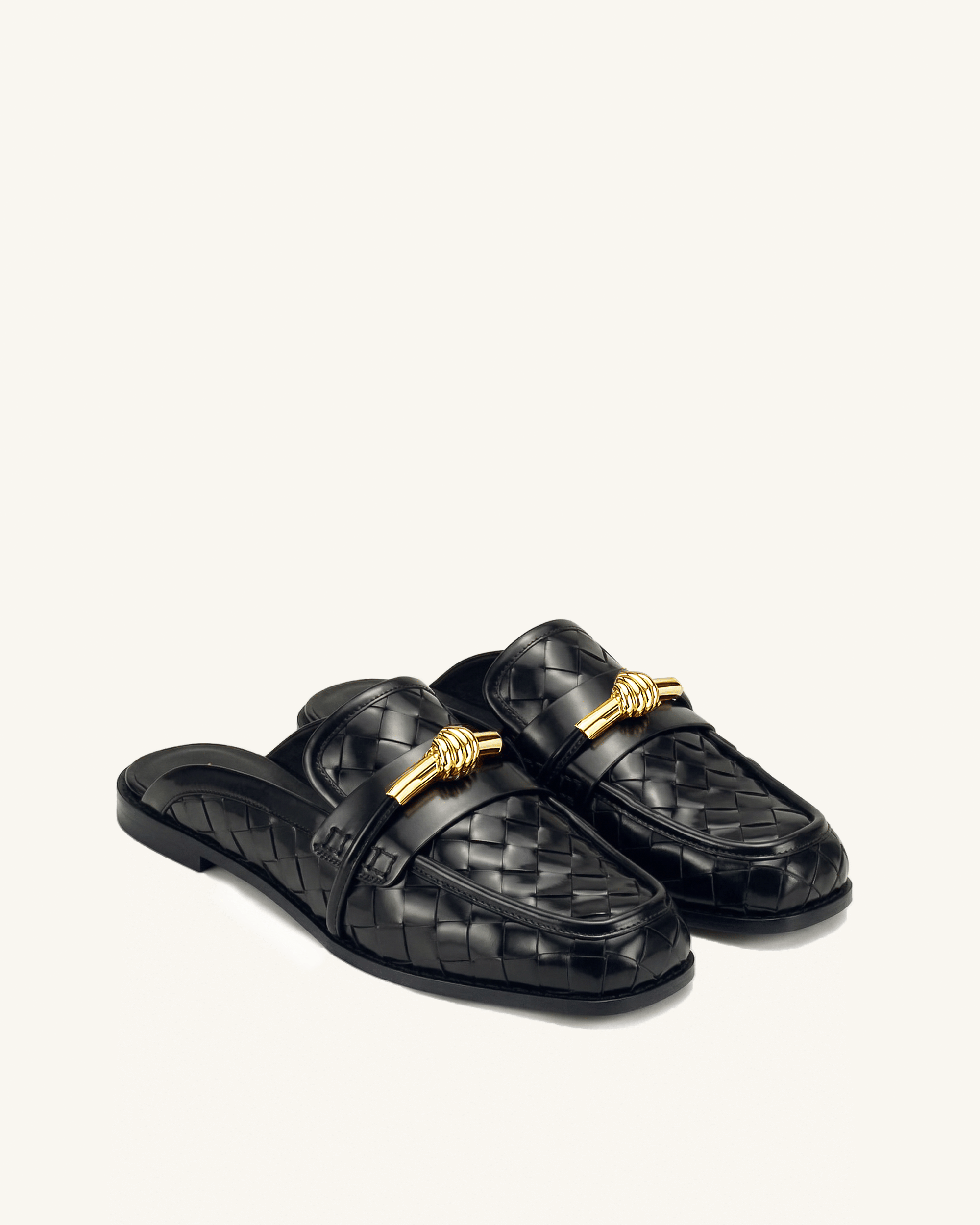 Jw Pei Elowen Woven Horsebit Mule Loafers Black