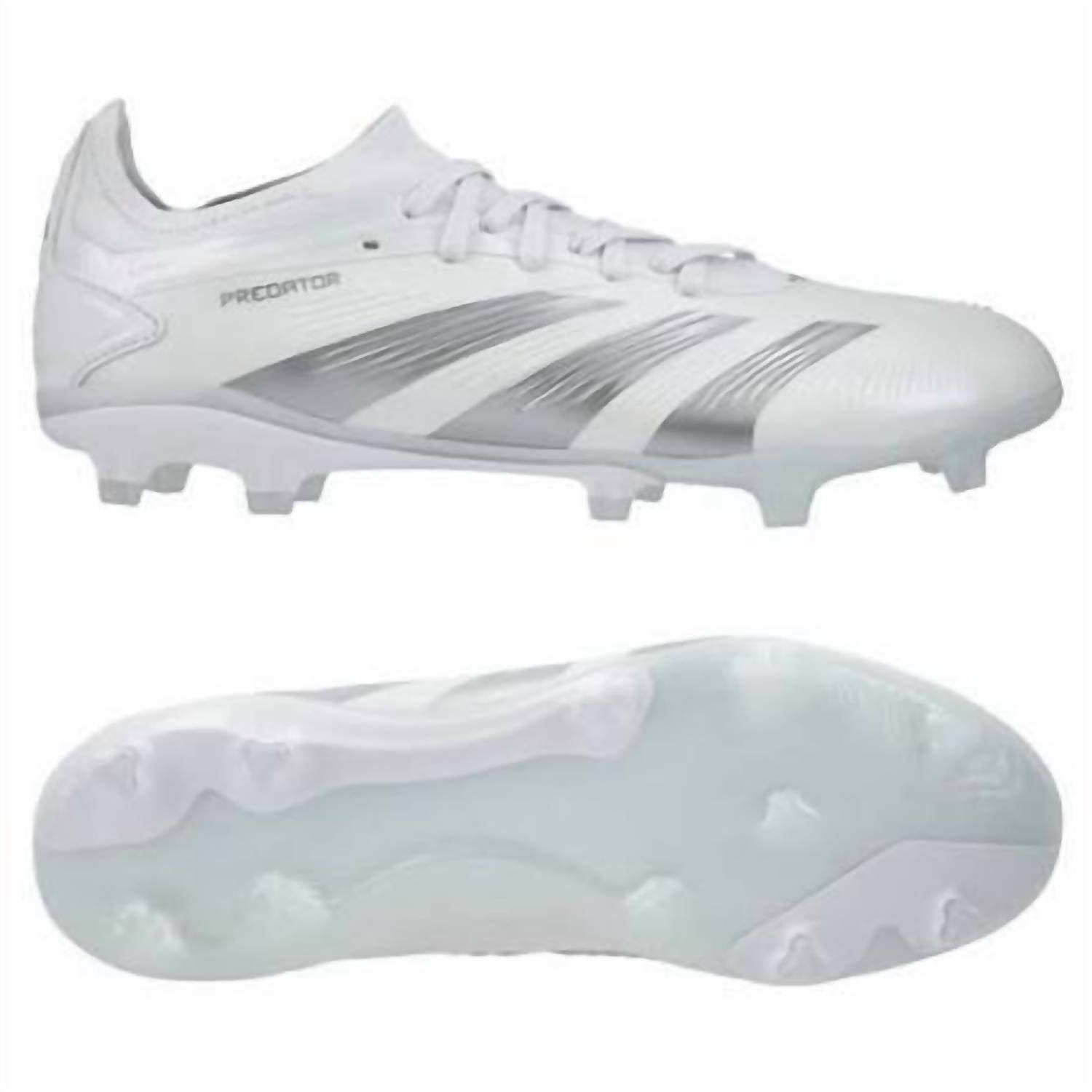 WHITE* Men's Predator Pro Fg Soccer Cleat Shoes In Cloud White / Silver Metallic / Cloud White
