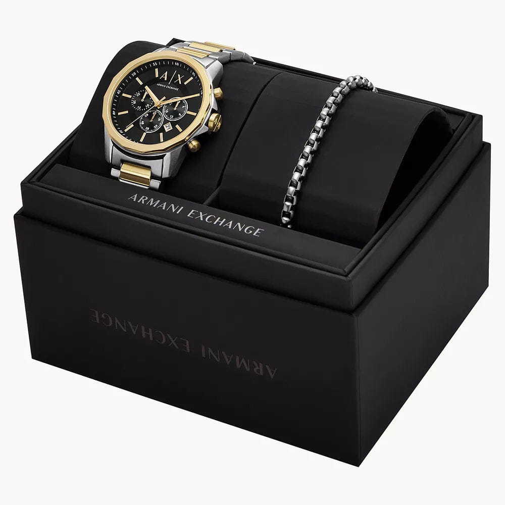 Armani Exchange Men's Chronograph Two - Tone Stainless Steel Watch and Bracelet Set