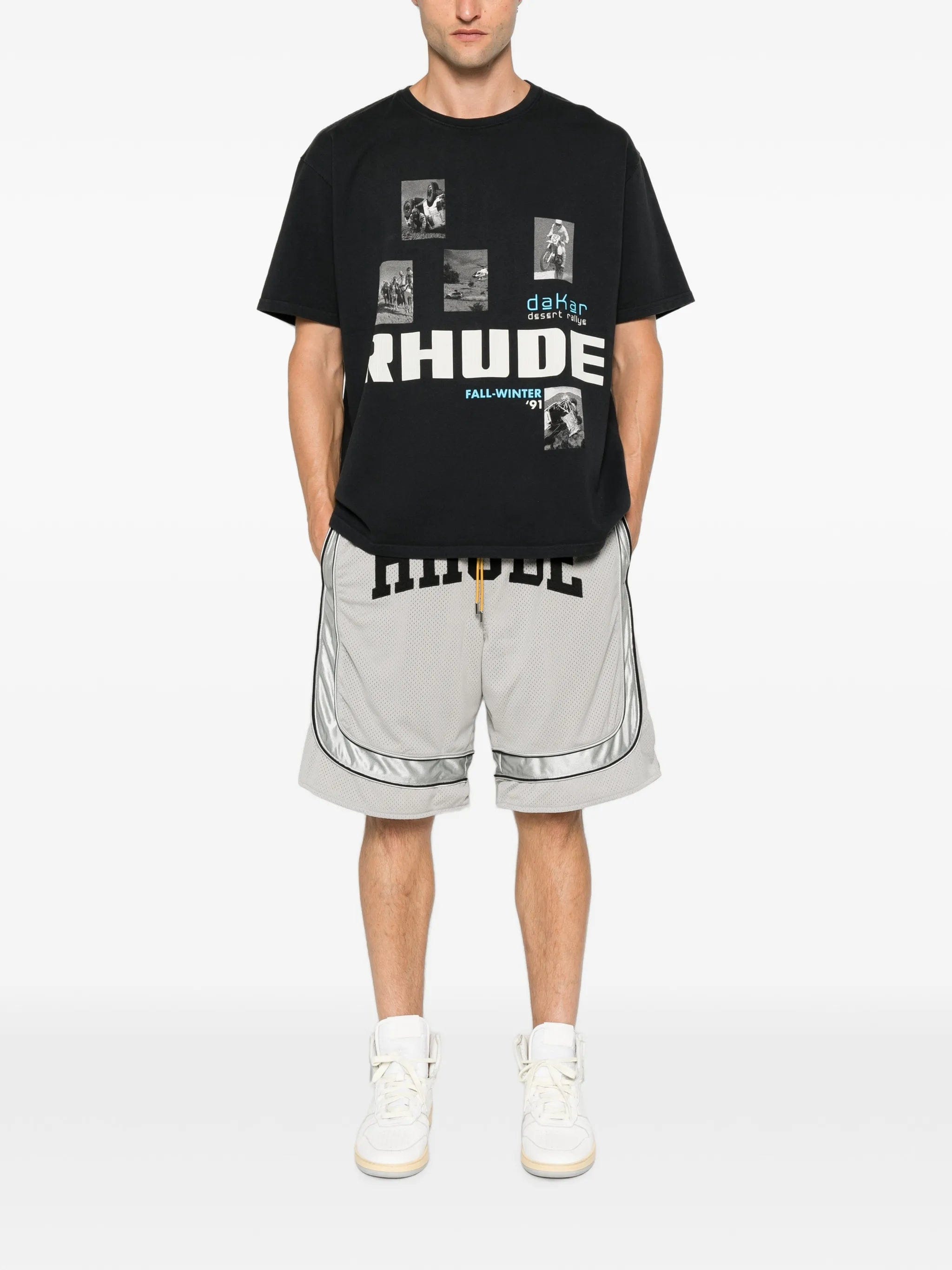 RHUDE logo - print shorts