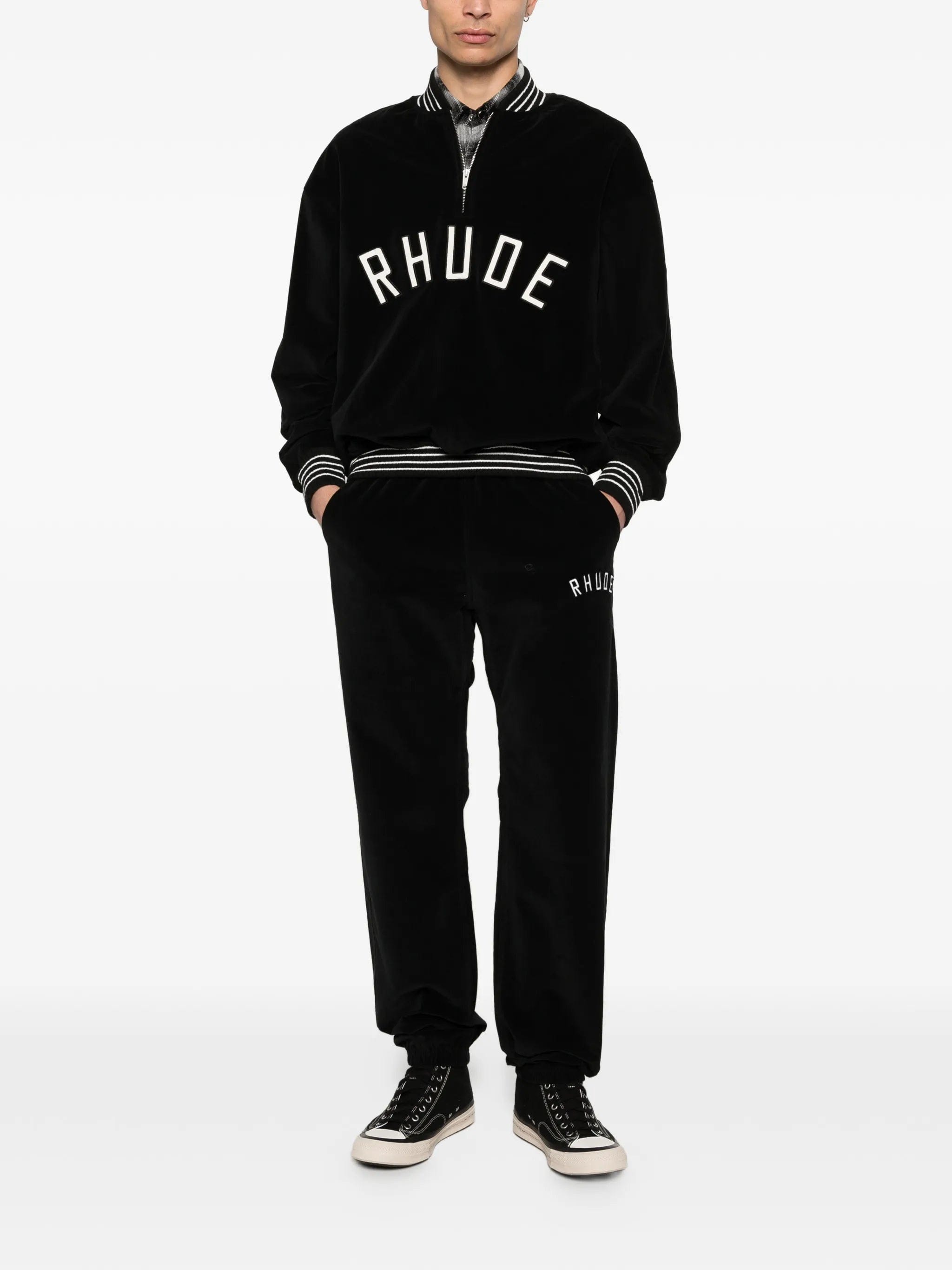RHUDE logo velour track pants