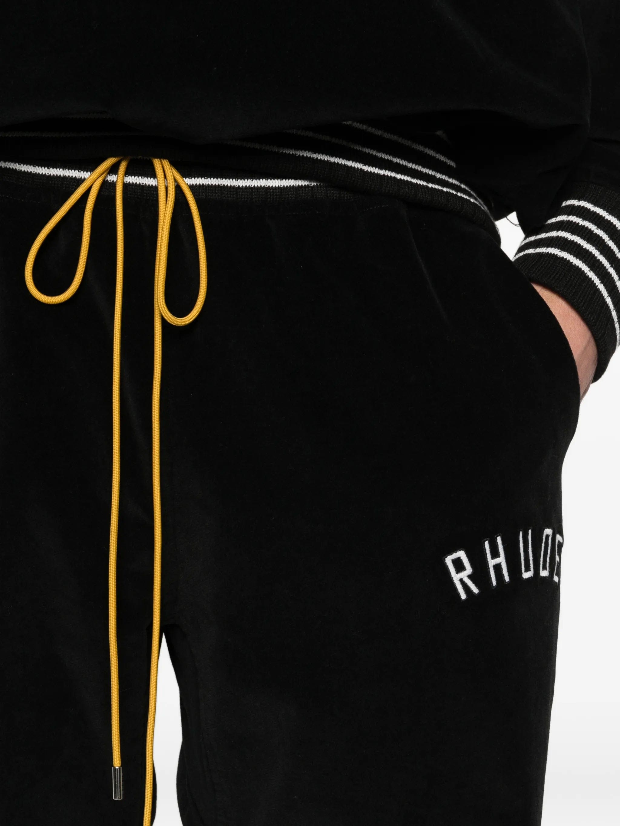 RHUDE logo velour track pants
